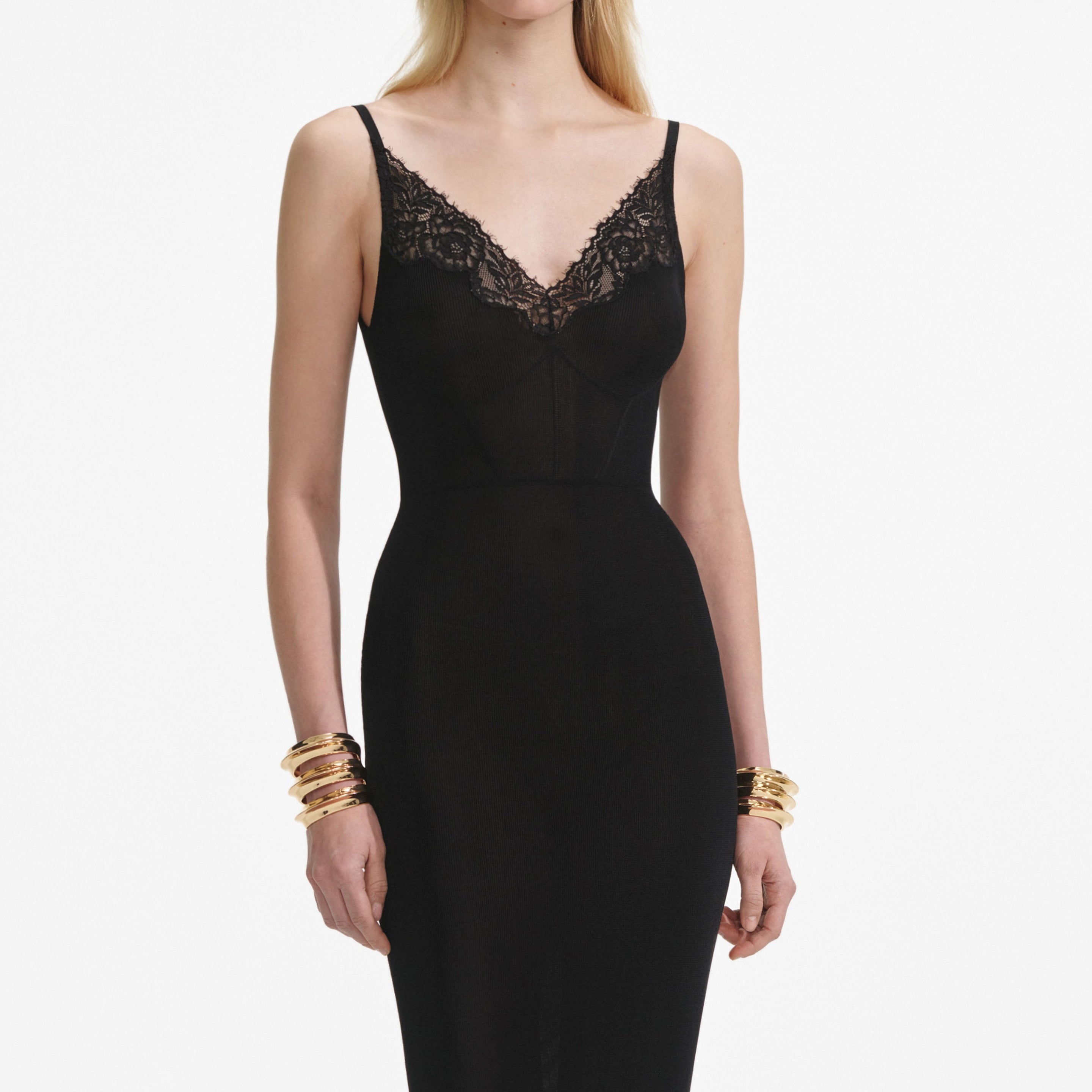 Black Viscose Knit Maxi Dress - 4