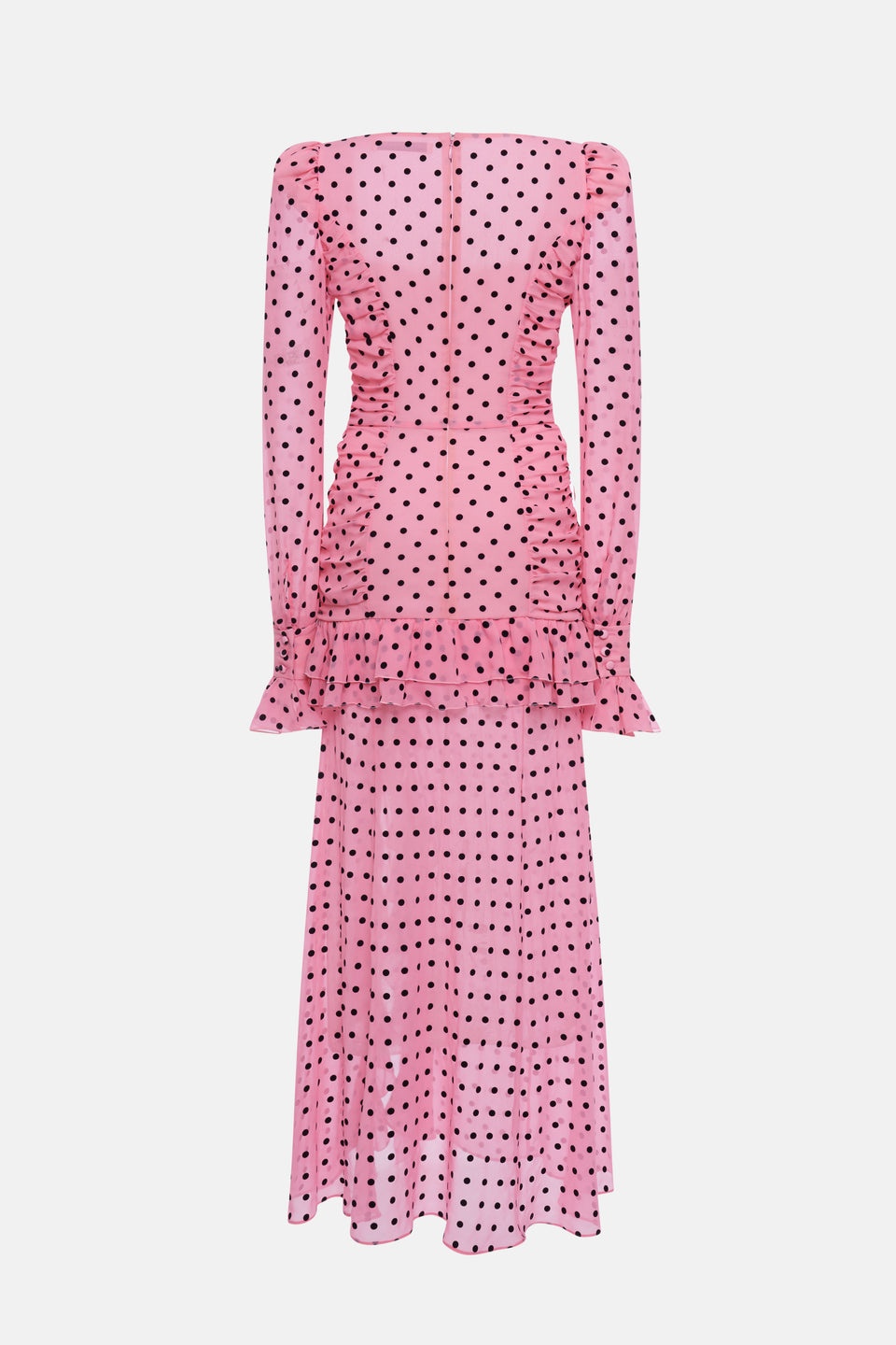FLOCKED POLKA DOT SILK GEORGETTE DRESS WITH VOLANT - 2