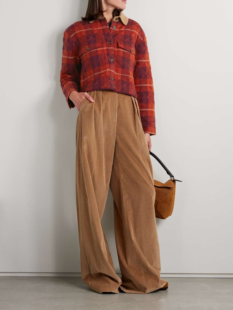 GUEST IN RESIDENCE Cropped quilted padded tartan wool and cashmere-blend jacket outlook