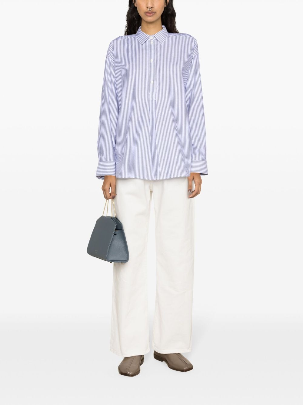 striped half-placket shirt - 2