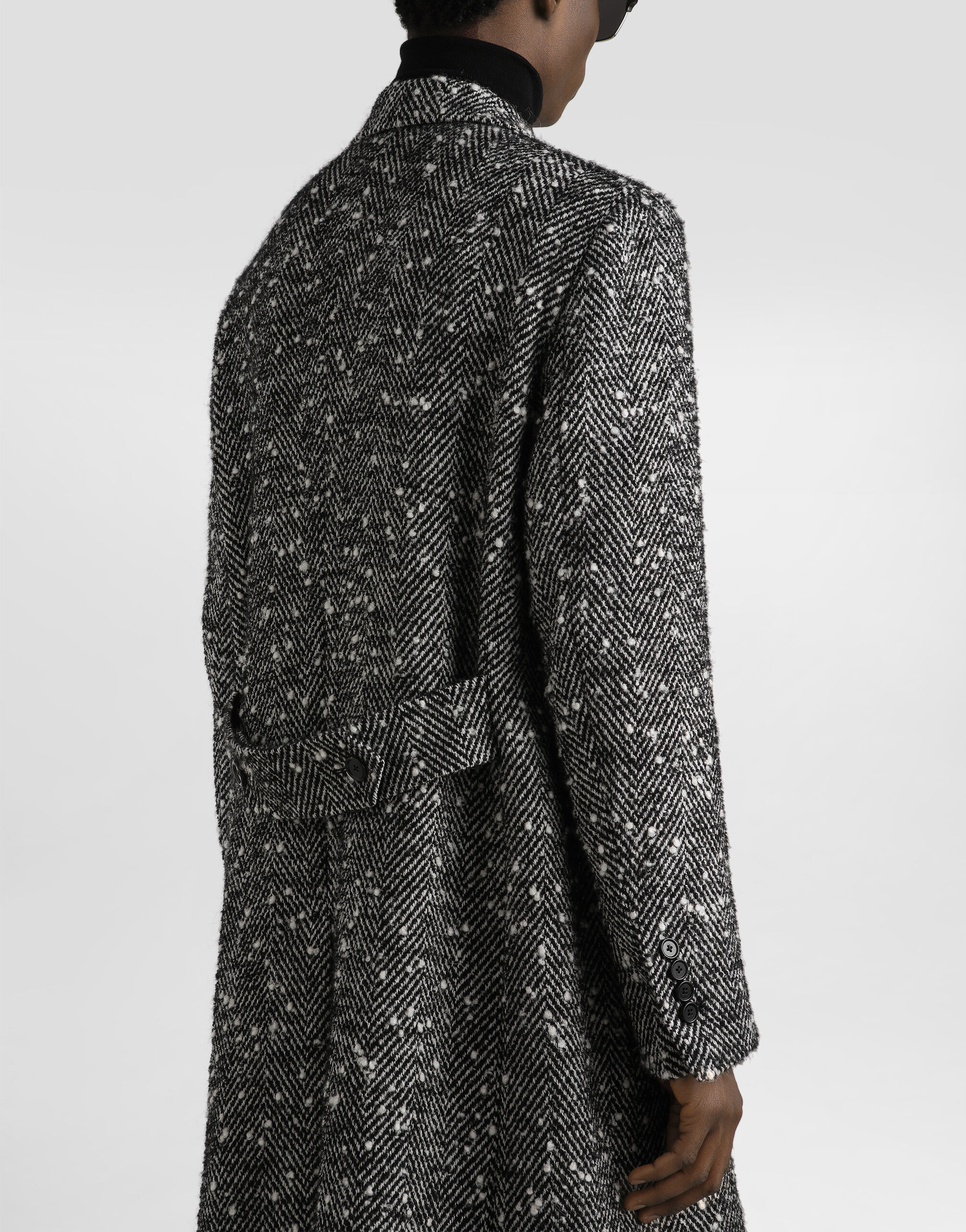 Double-breasted herringbone wool blend coat - 5