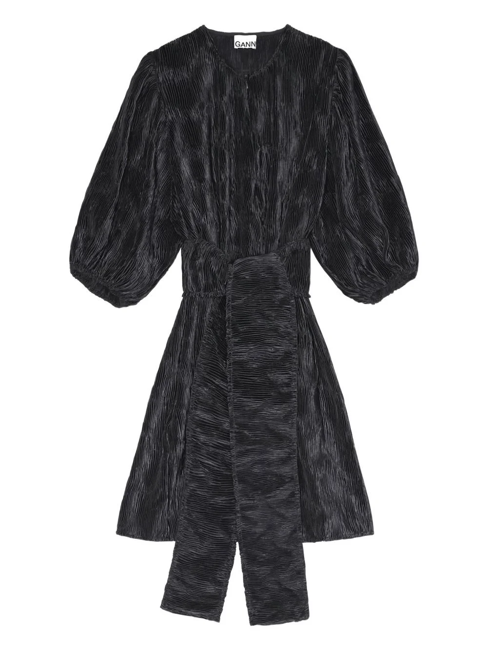 pleated puff-sleeve mini dress - 1