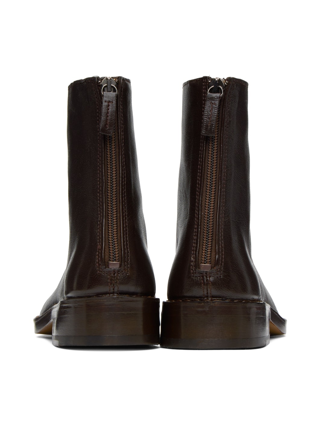 Brown Piped Zipped Boots - 2