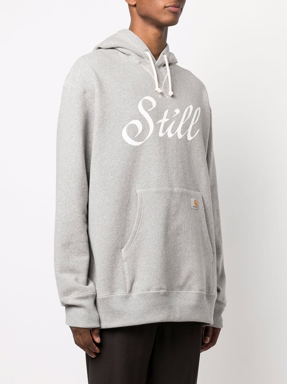 slogan-print cotton hoodie - 3