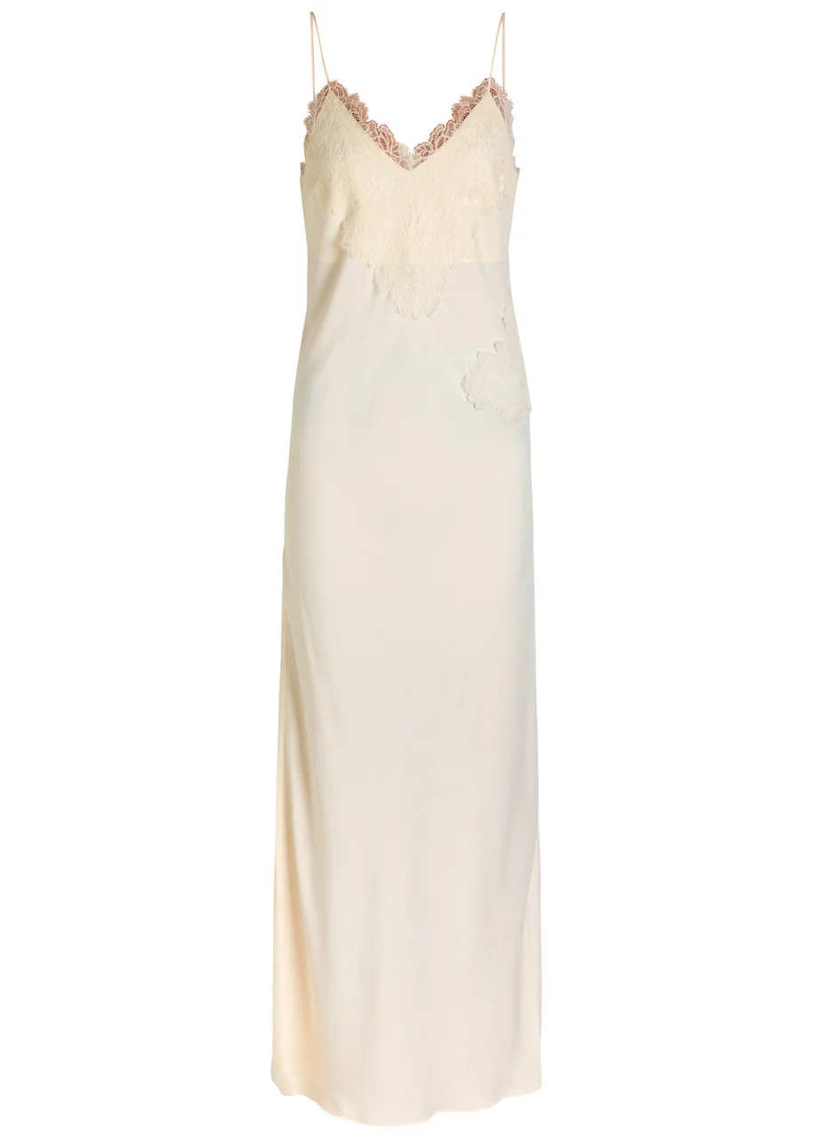 Rohe Lace-appliquéd Satin Maxi Slip Dress - 1