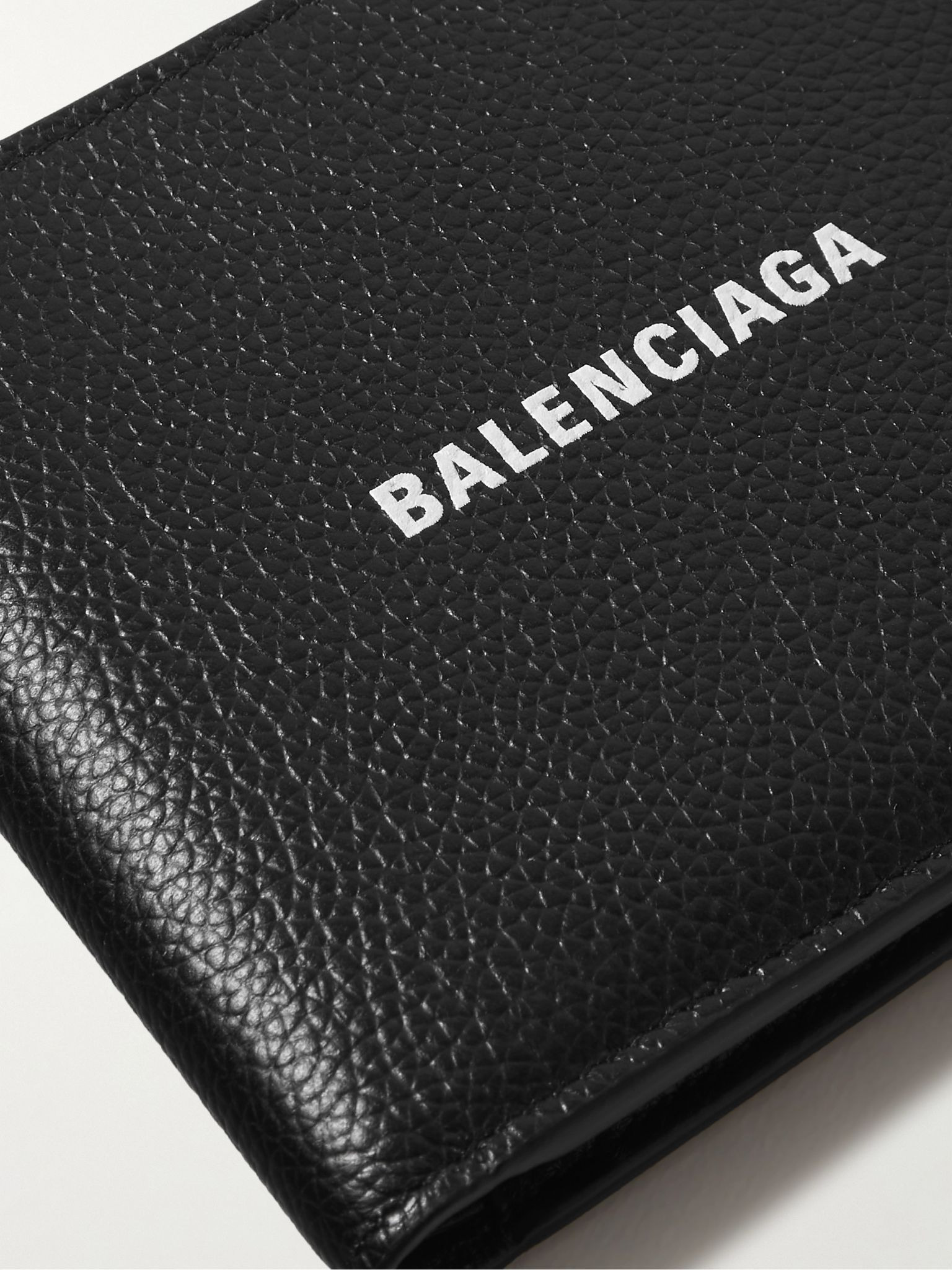 Logo-Print Full-Grain Leather Billfold Wallet Black - 3