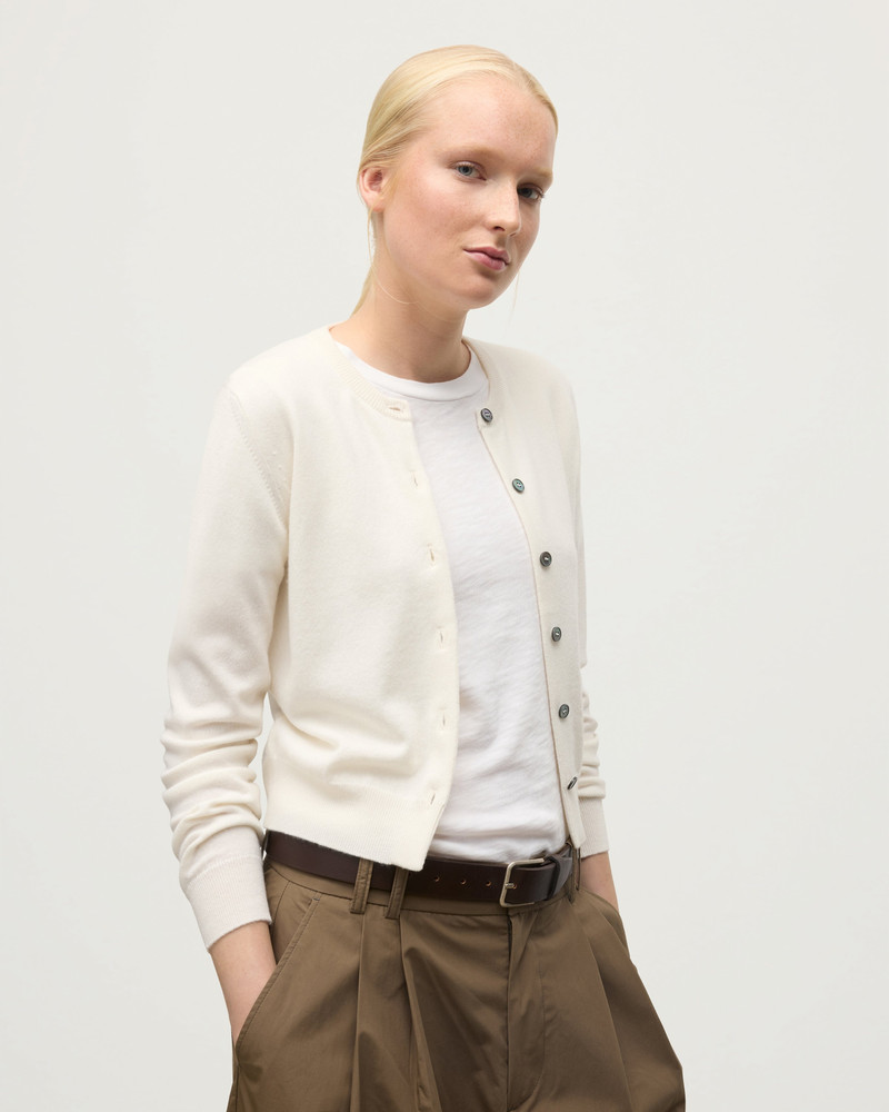 Johnstons of Elgin Iris White Classic Cashmere Cardigan outlook