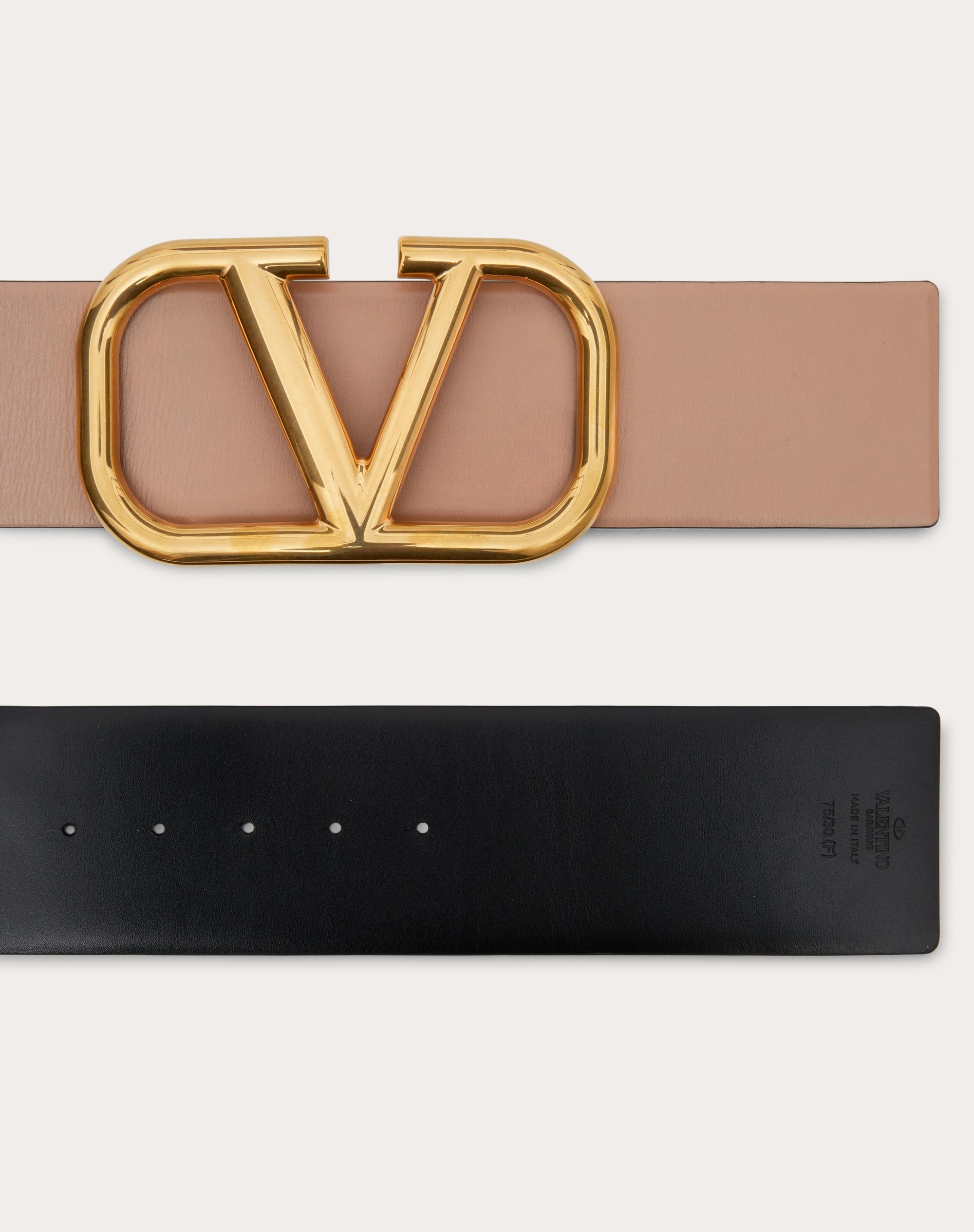 VALENTINO｜ (6Y0J0S36 LNW RFR / 6Y2J0S36 LNW RFR) Valentino Black Saddle Brown Glossy Calfskin Vlogo 20mm