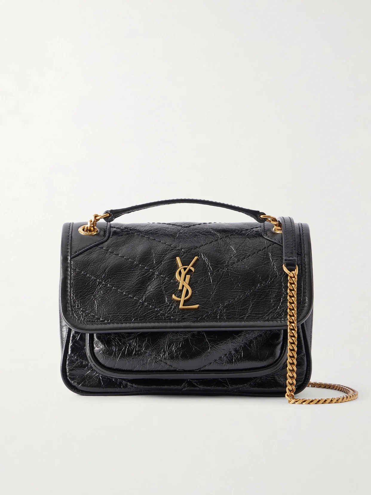 Niki Cassandre-embellished Crinkled-leather Mini Bag - 1