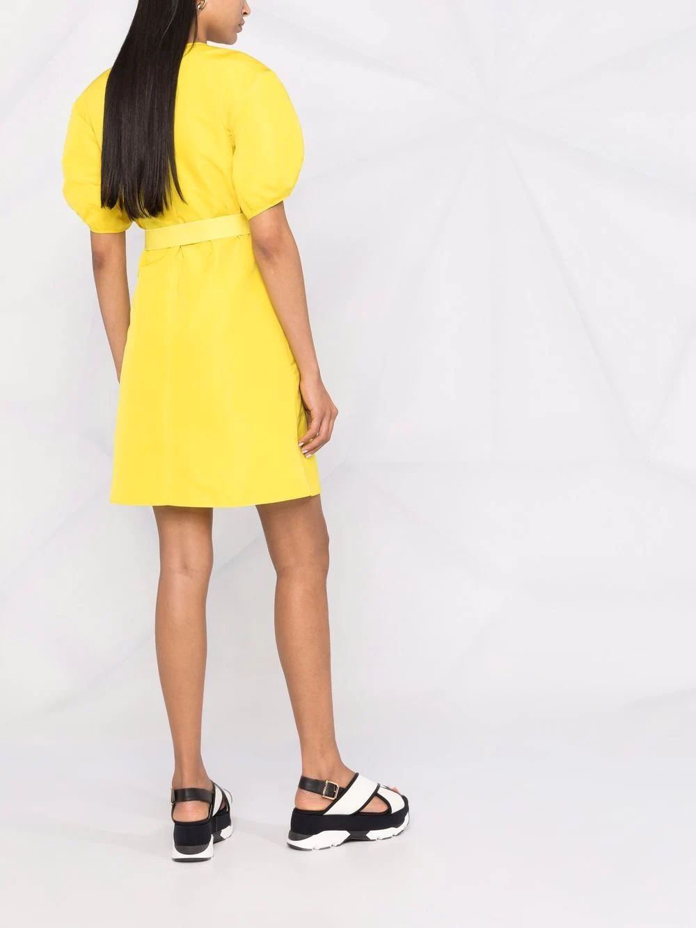 belted puff-sleeve dress - 6