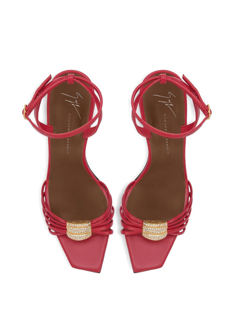 Orchid square toe crystal brooch sandals 4