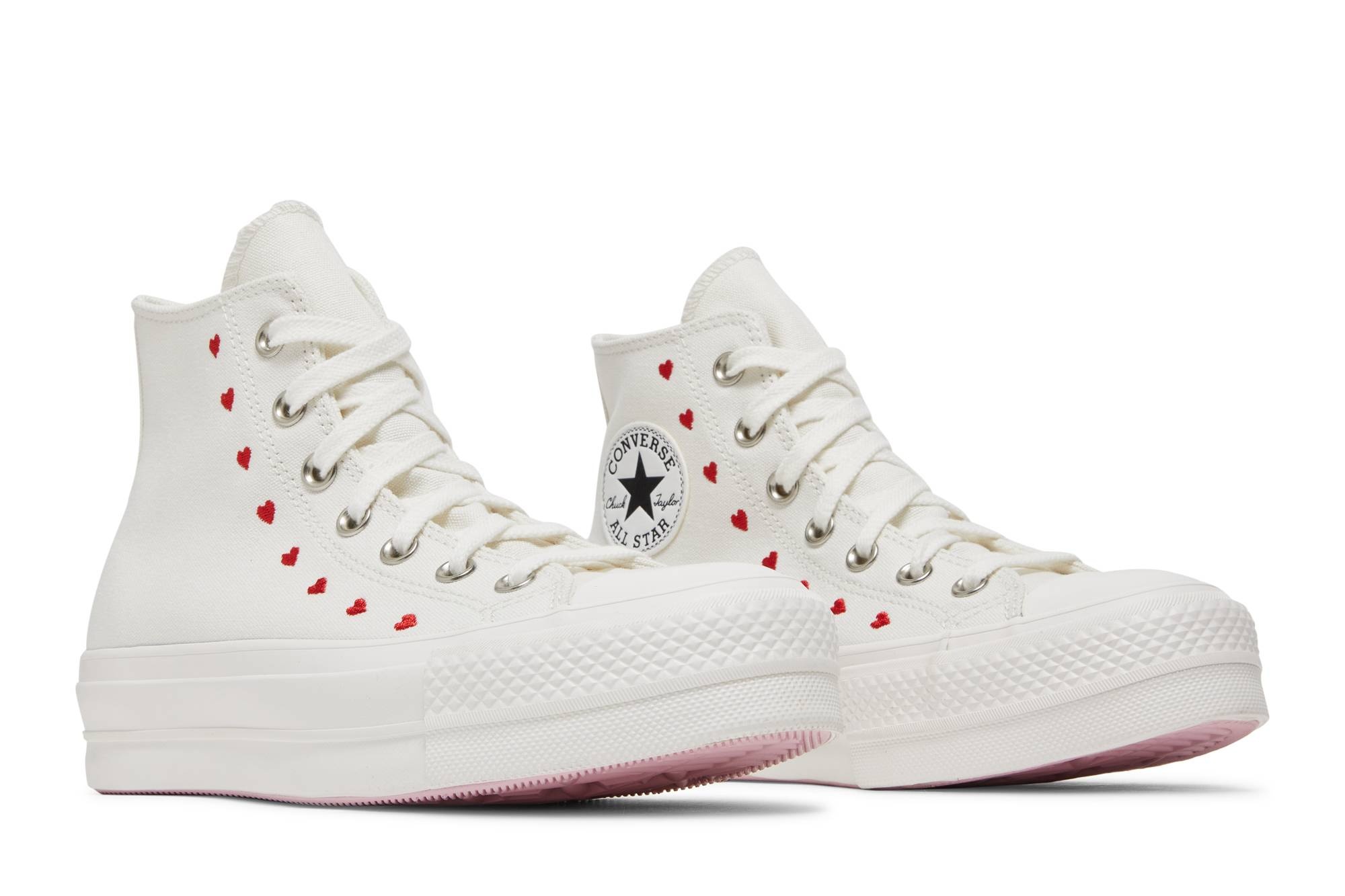 Wmns Chuck Taylor All Star Lift Platform High 'Embroidered Hearts - White' - 8
