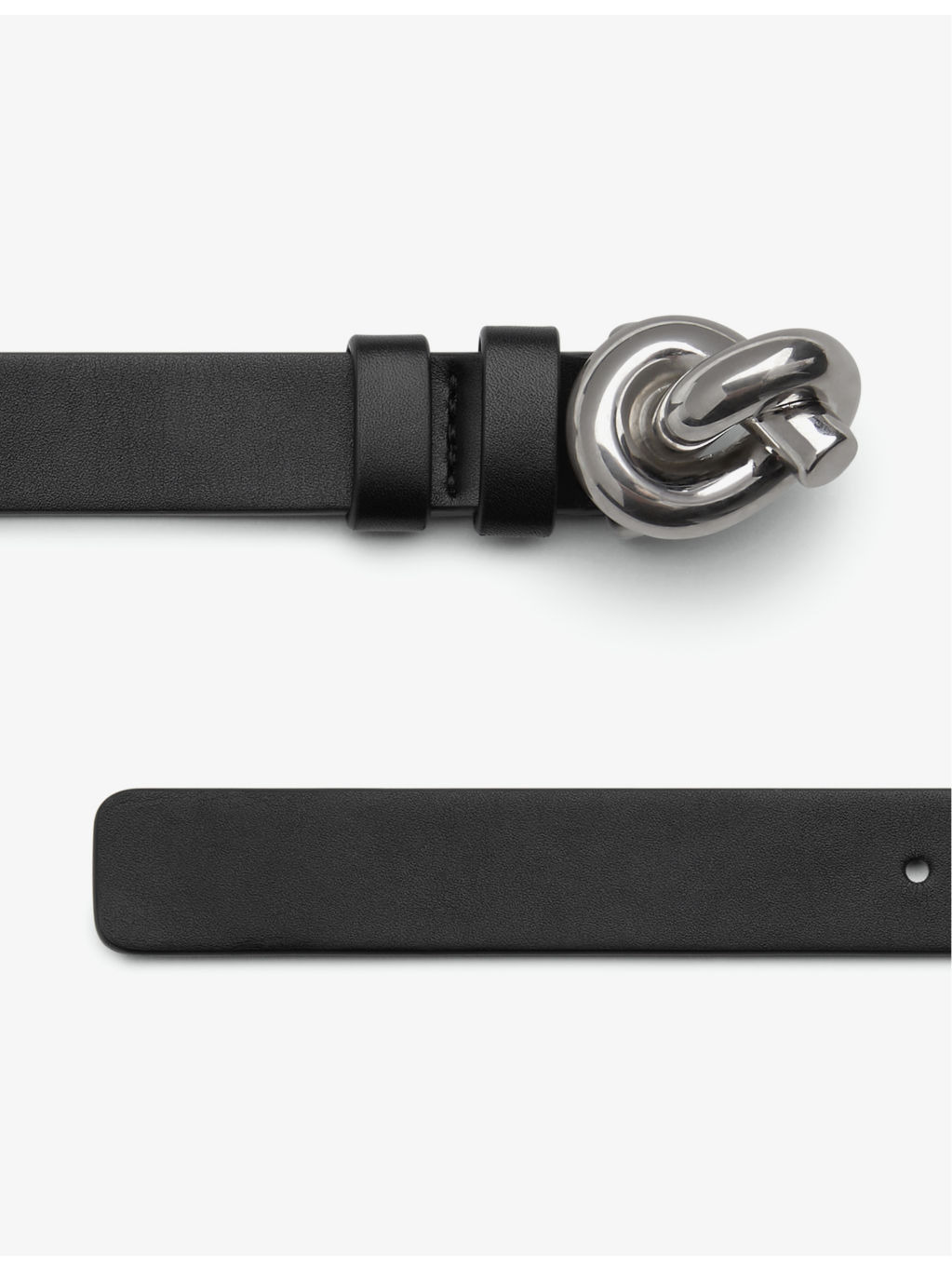 Knot leather and silver-tone hardware belt - 2
