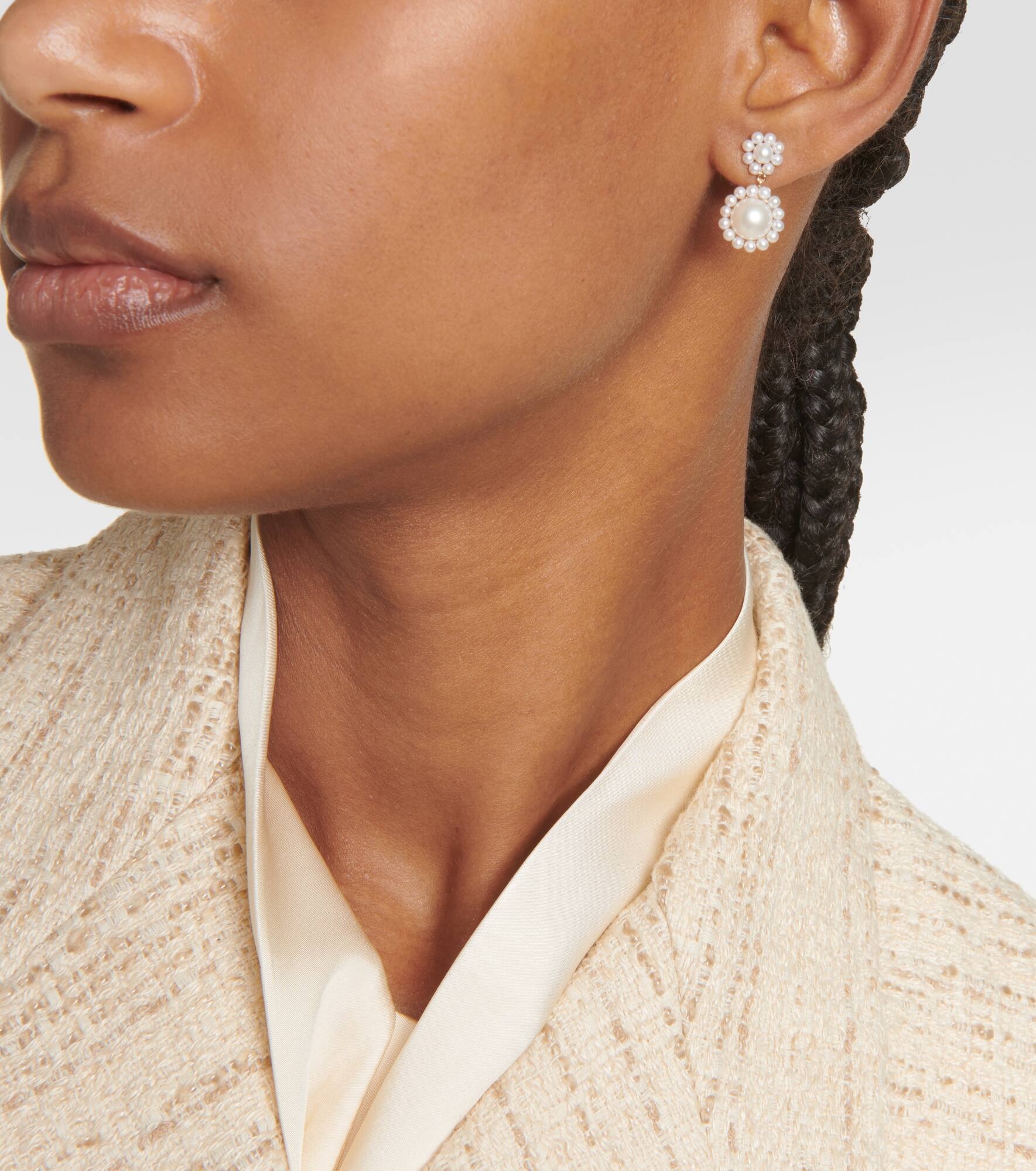 Deux Jeanne 14kt yellow gold single earring with pearls - 5