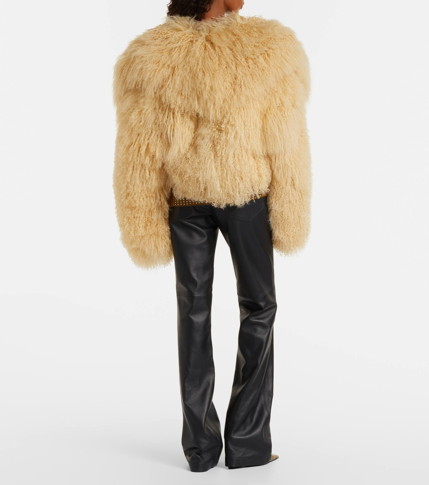 Cropped shearling jacket - 3