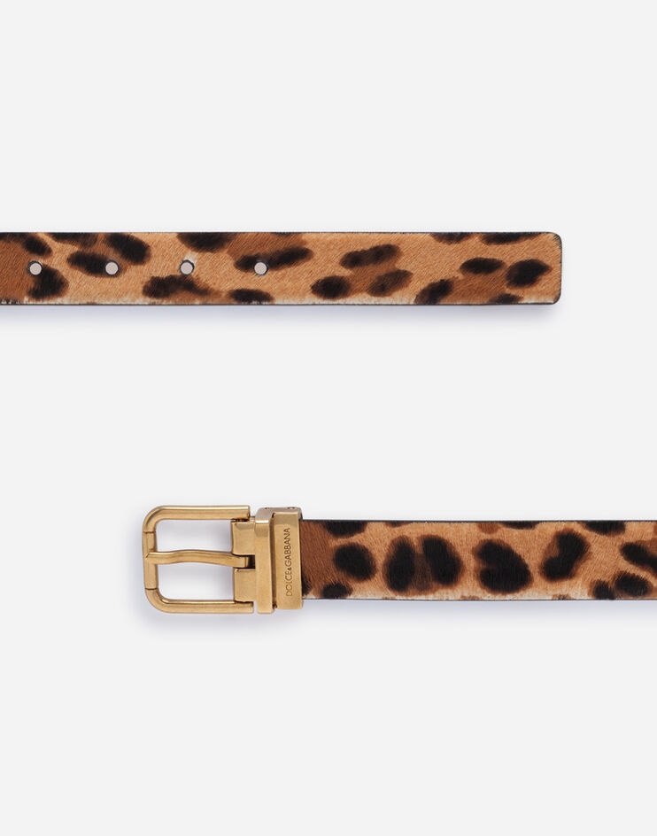 Leopard print belt with pony hair effect - 2