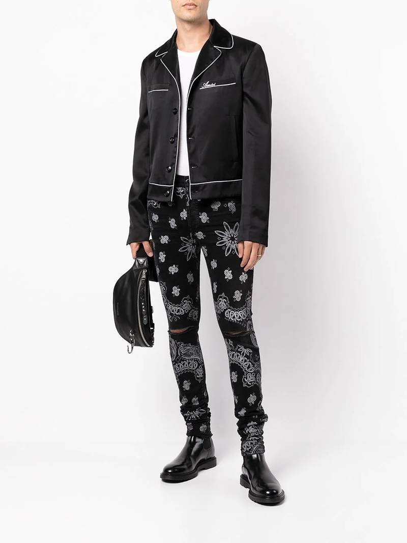 AMIRI Flocked Bandana Skinny Jeans "Black" outlook