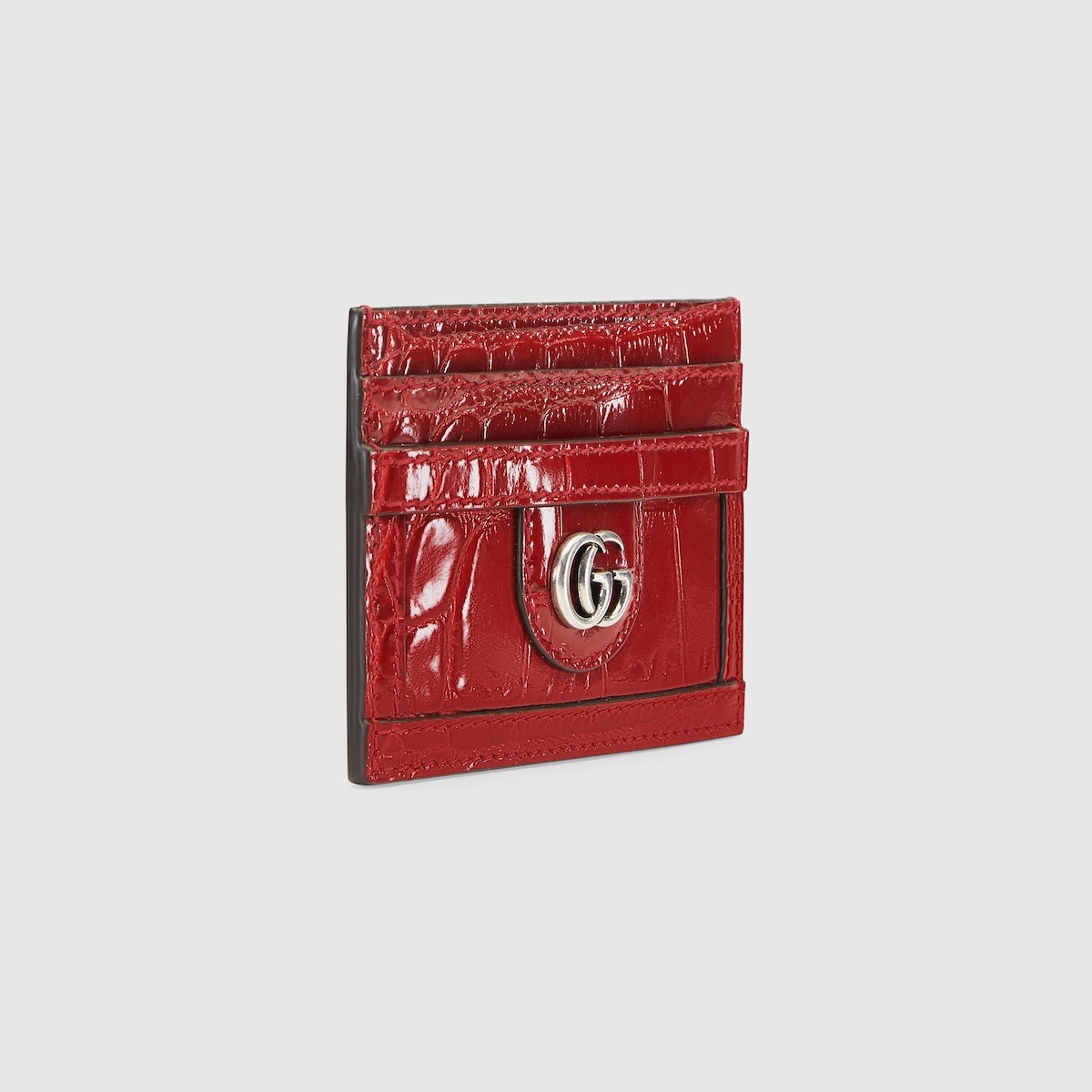 Crocodile card case with Double G - 3