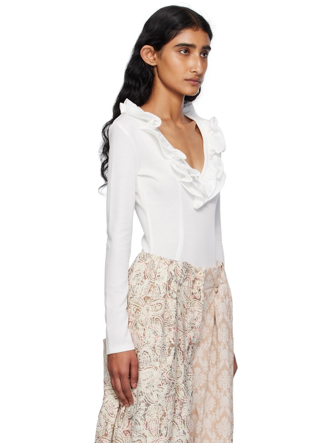 White Ruffle Bodysuit - 2