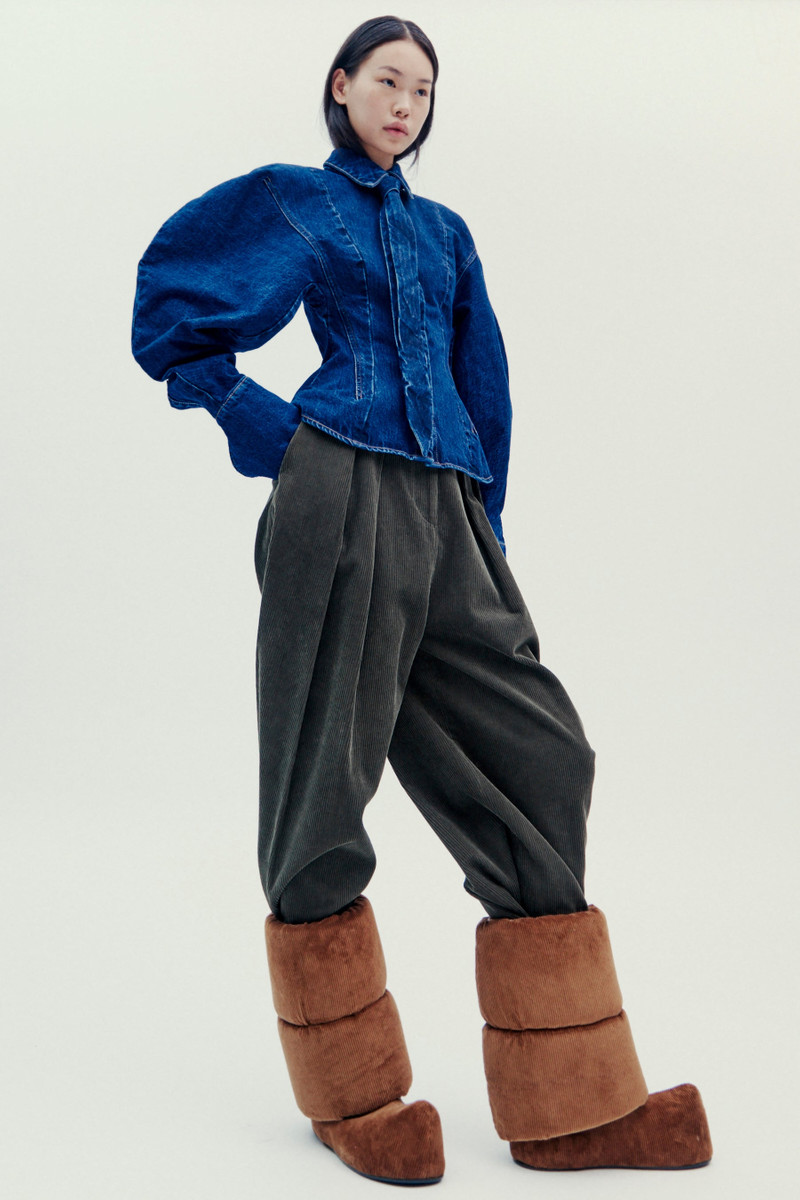 PUFF SLEEVE SHIRT MID BLUE WASH 2