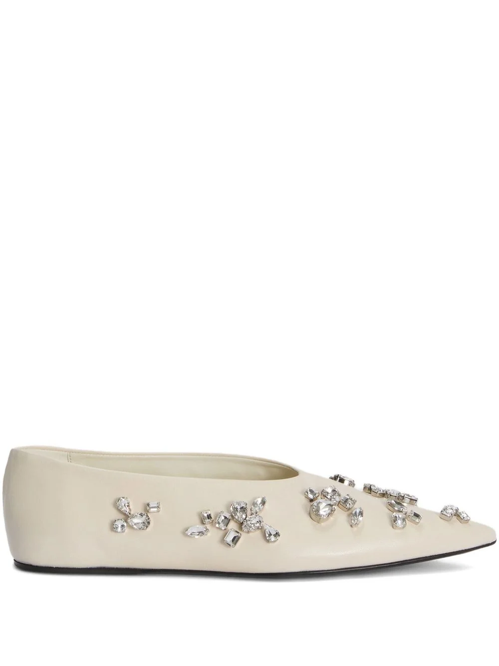 crystal-embellished pointed-toe ballet flats - 1