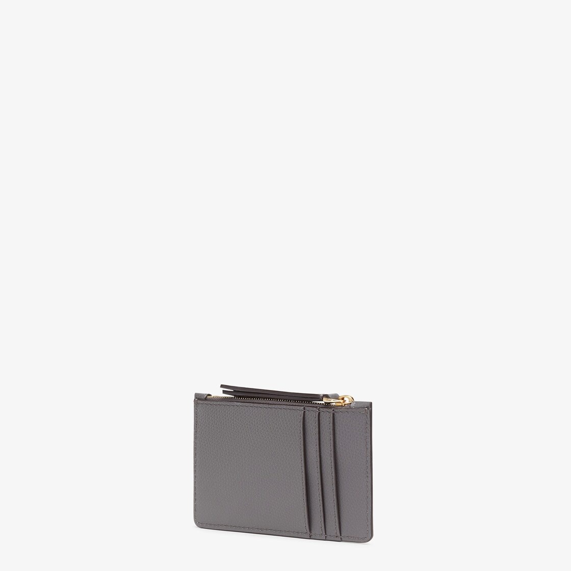 Fendi O’Lock card holder with three card slots and zipper pocket on the back. Made of dark gray leat - 2