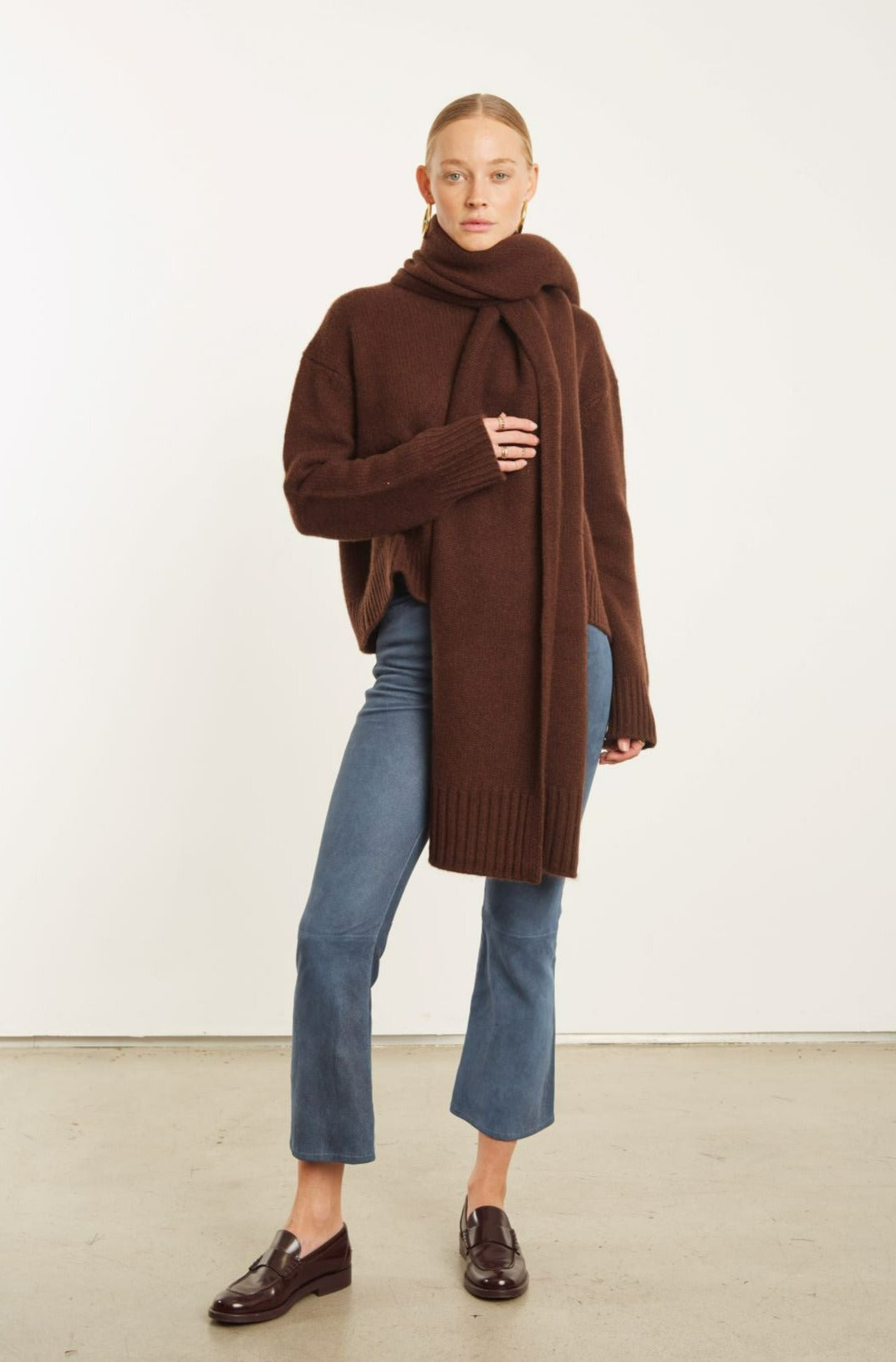 MOCHA CASHMERE WRAP SCARF - 3