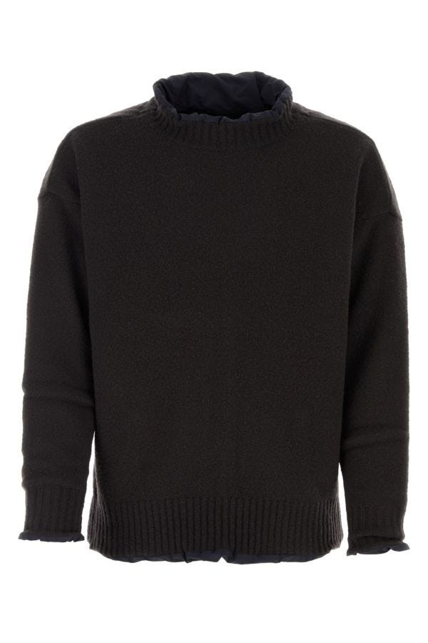 Black wool blend reversible Knit Pullover - 1