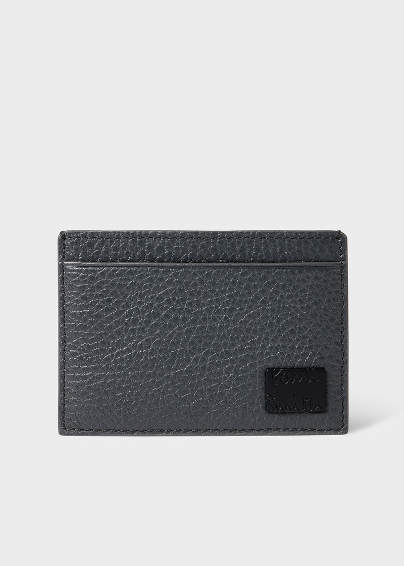 Grey Grained Leather Card Holder 1