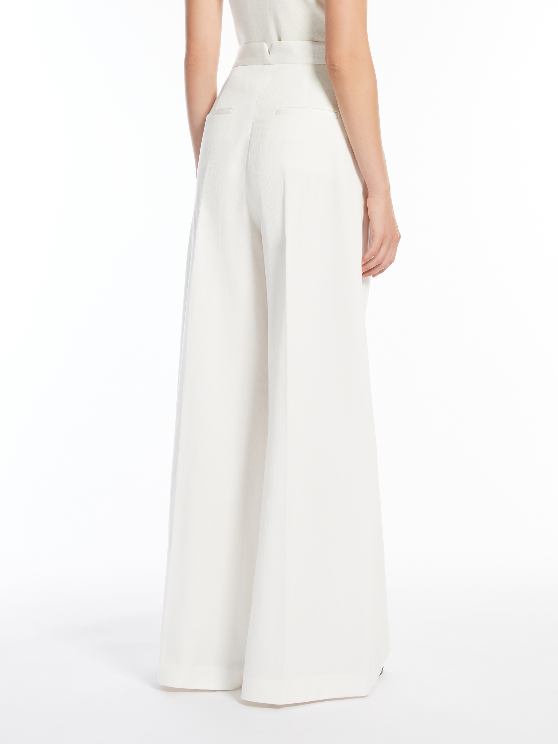 CHENZIA Wide trousers in pinstriped jacquard cotton - 4