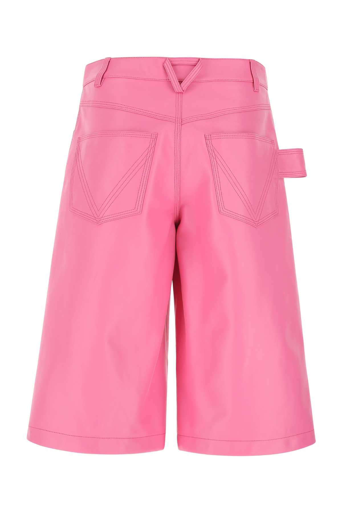 Bottega Veneta Women Pink Nappa Leather Bermuda Shorts - 2