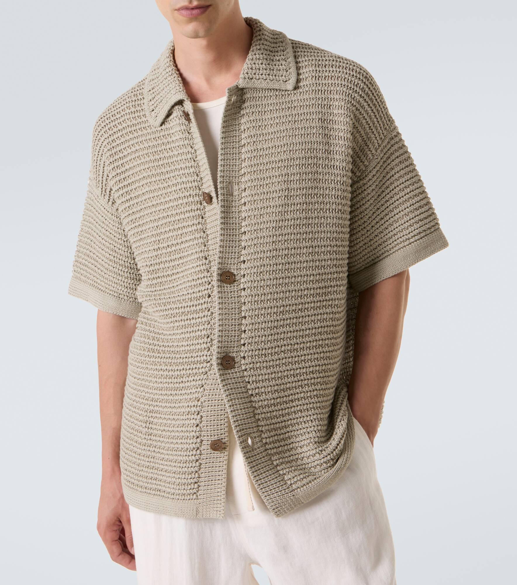 Knitted cotton bowling shirt - 5