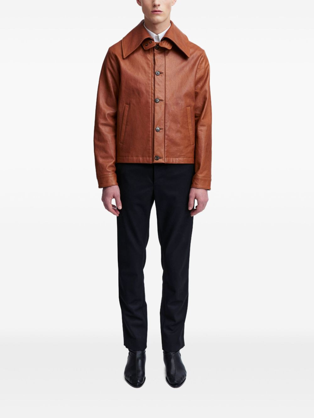 Haeto single-breasted leather jacket - 2