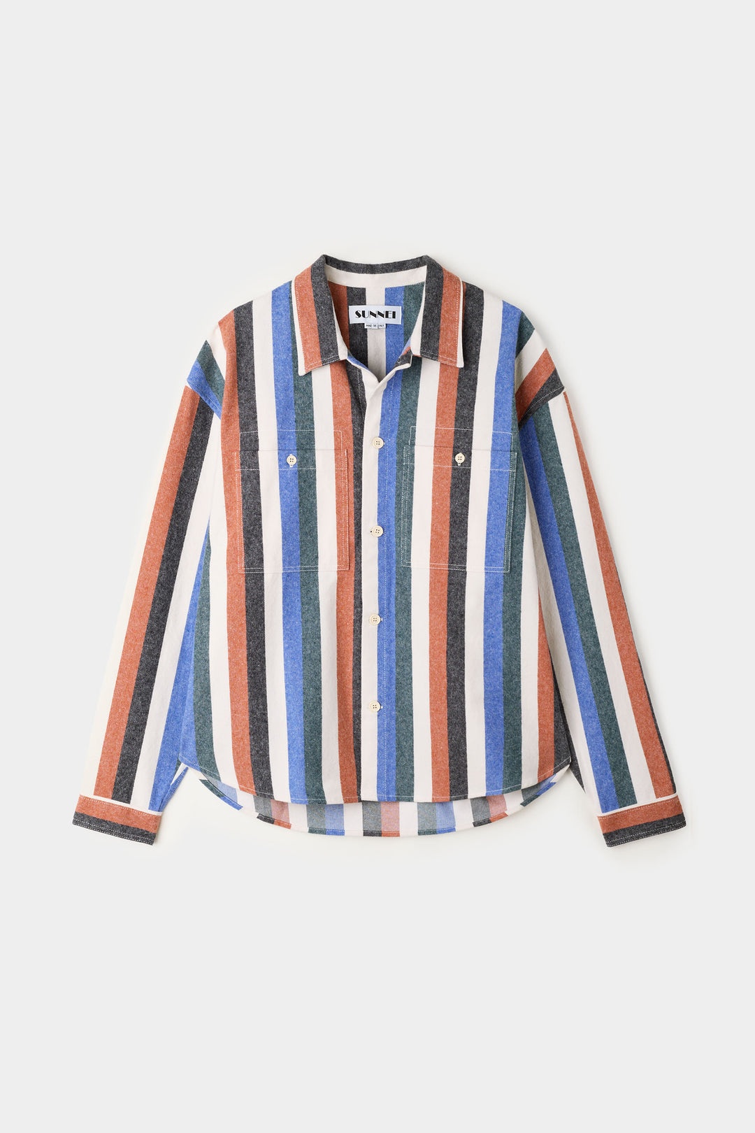 OVER SHIRT W/ POCKETS / flannel / multicolor stripes - 2