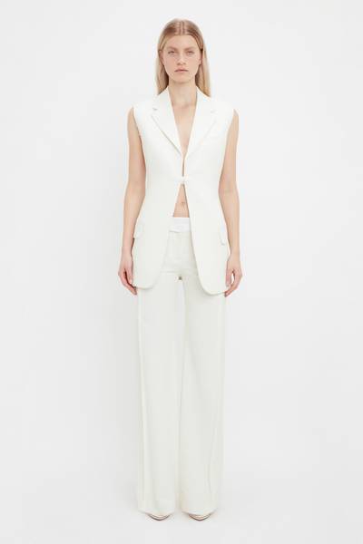 Victoria Beckham Sleeveless Jacket In Off White outlook