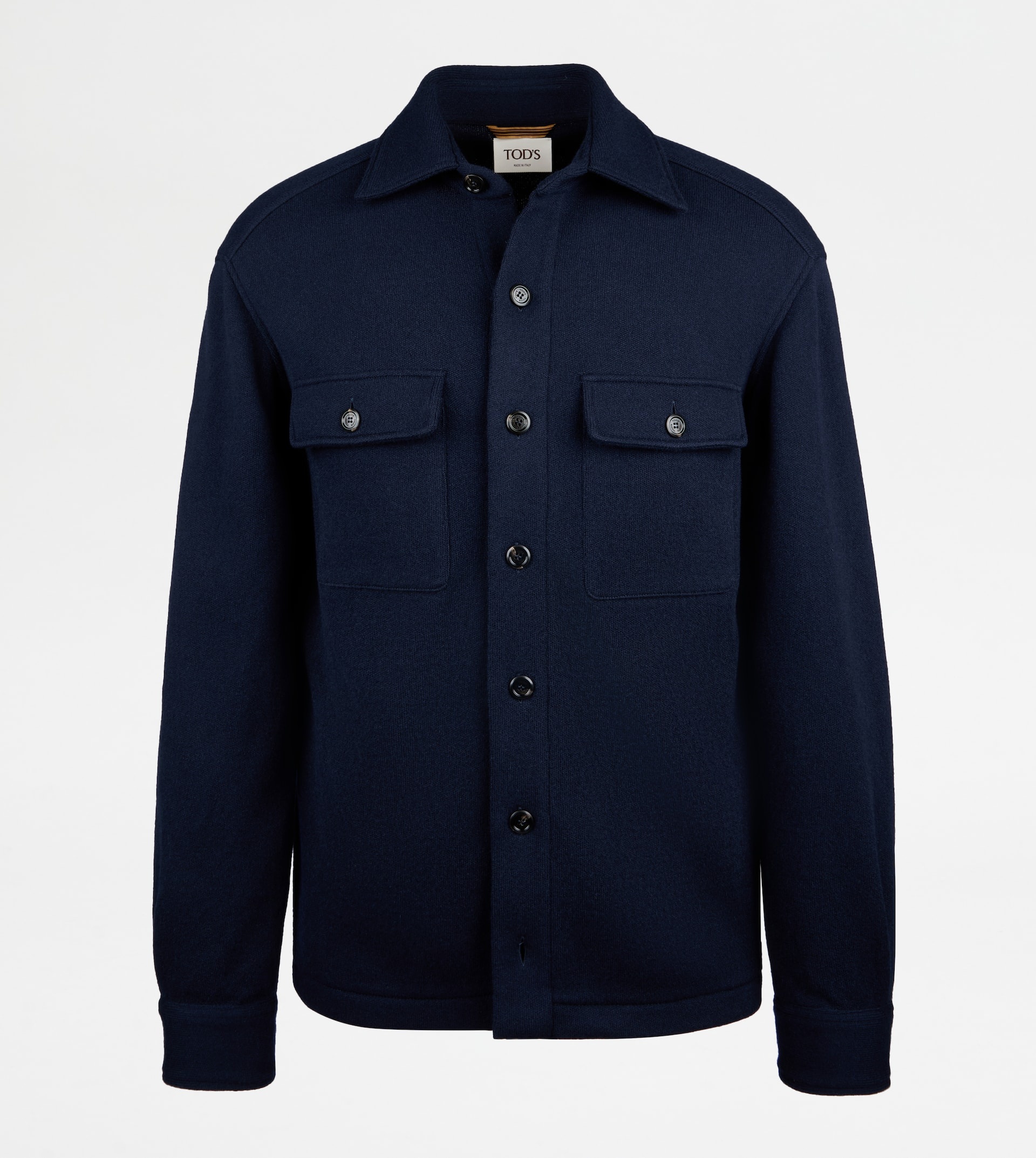 SHIRT JACKET IN CASHMERE BLEND JERSEY - BLUE - 1