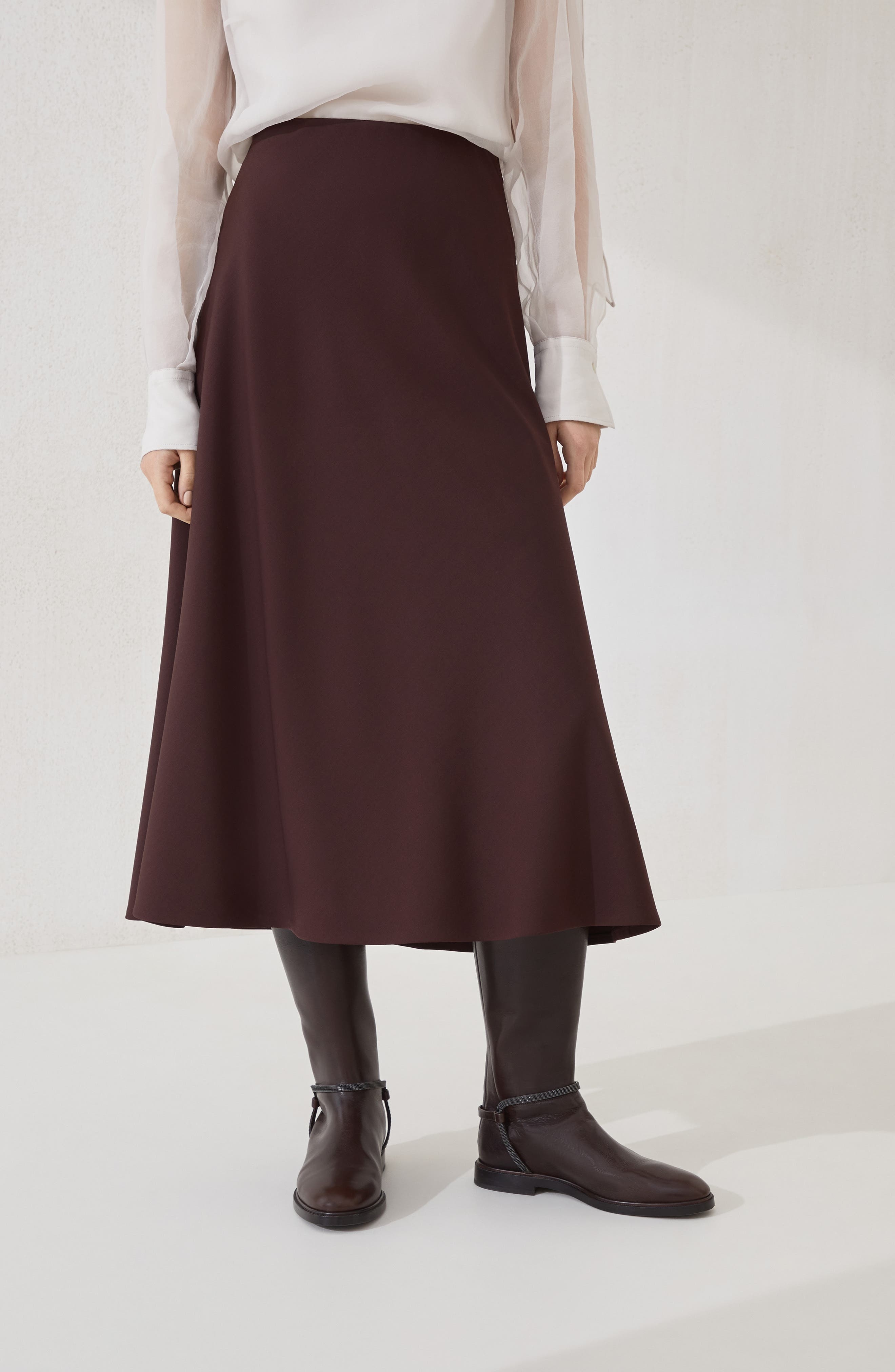 Brunello Cucinelli Twill Flute skirt in Burgundy at Nordstrom - 2
