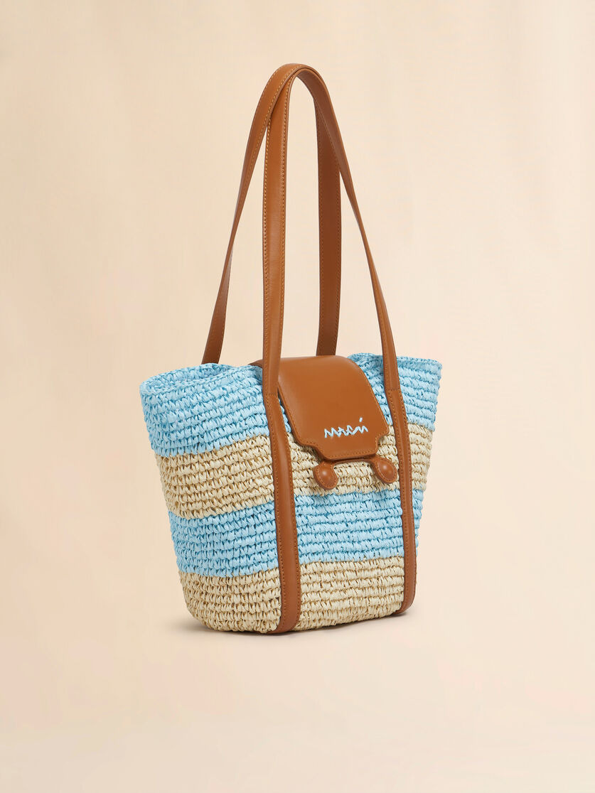 SMALL BLUE STRIPE RAFFIA-EFFECT TRUNKAROO BEACH BAG - 6