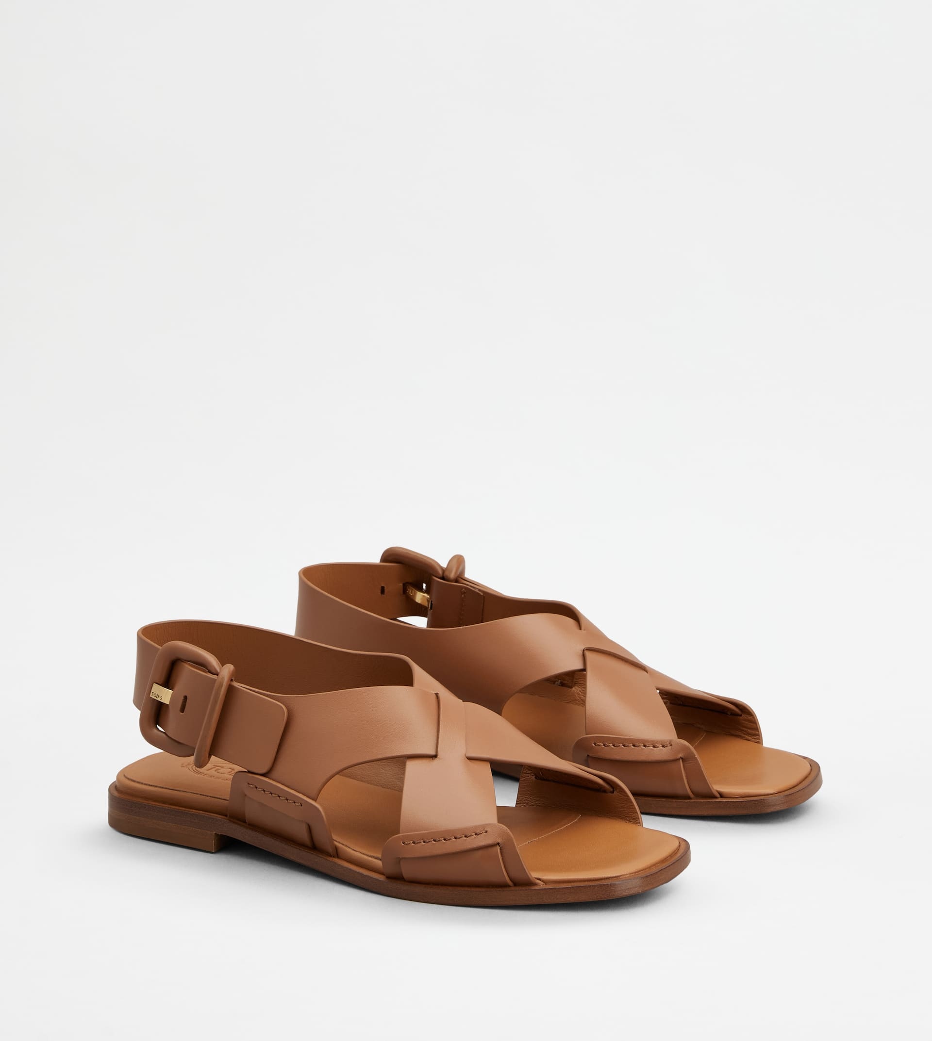 SANDALS IN LEATHER - BROWN - 2