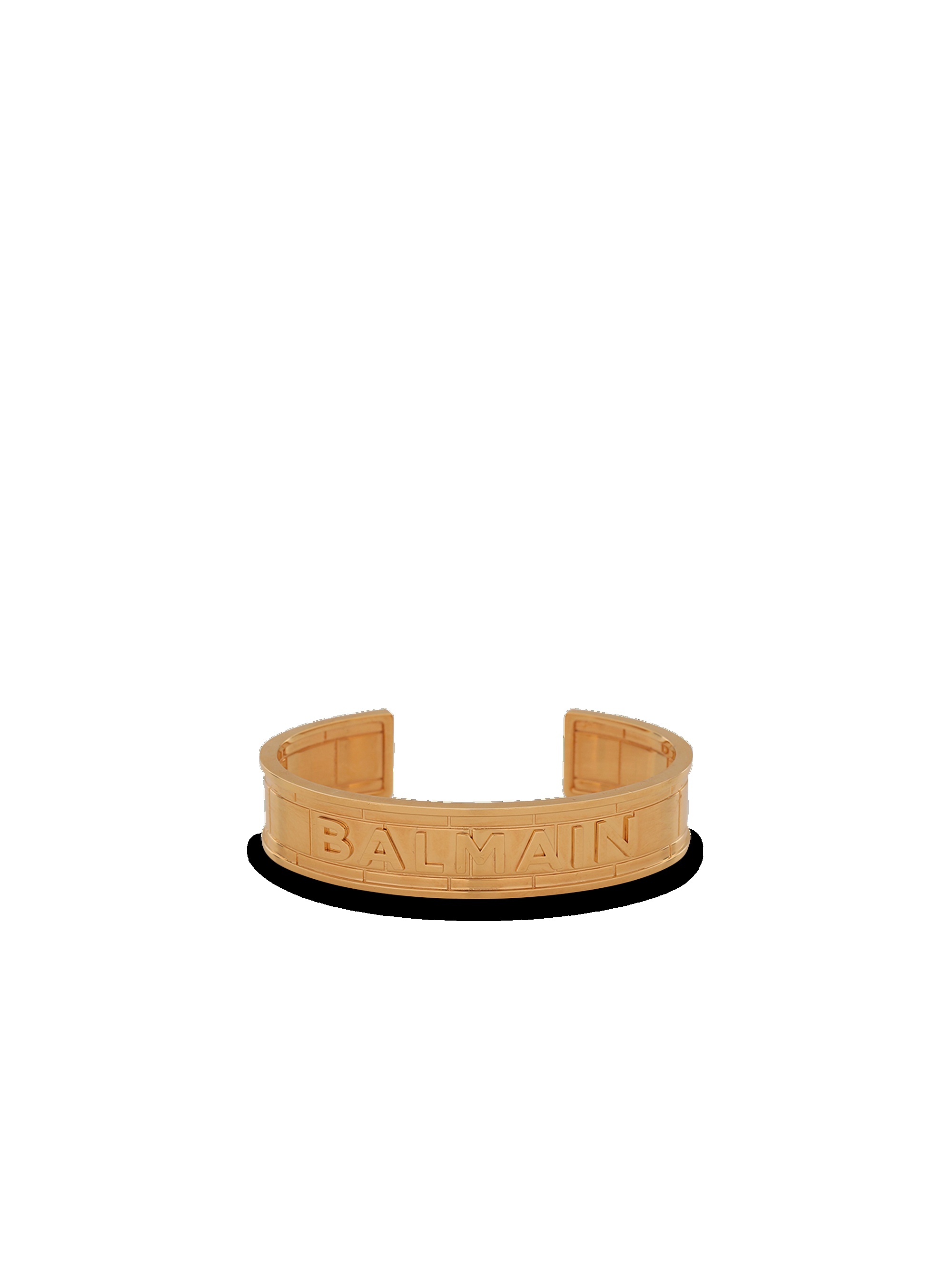 Gold-tone brass cuff bracelet with Balmain logo - 1