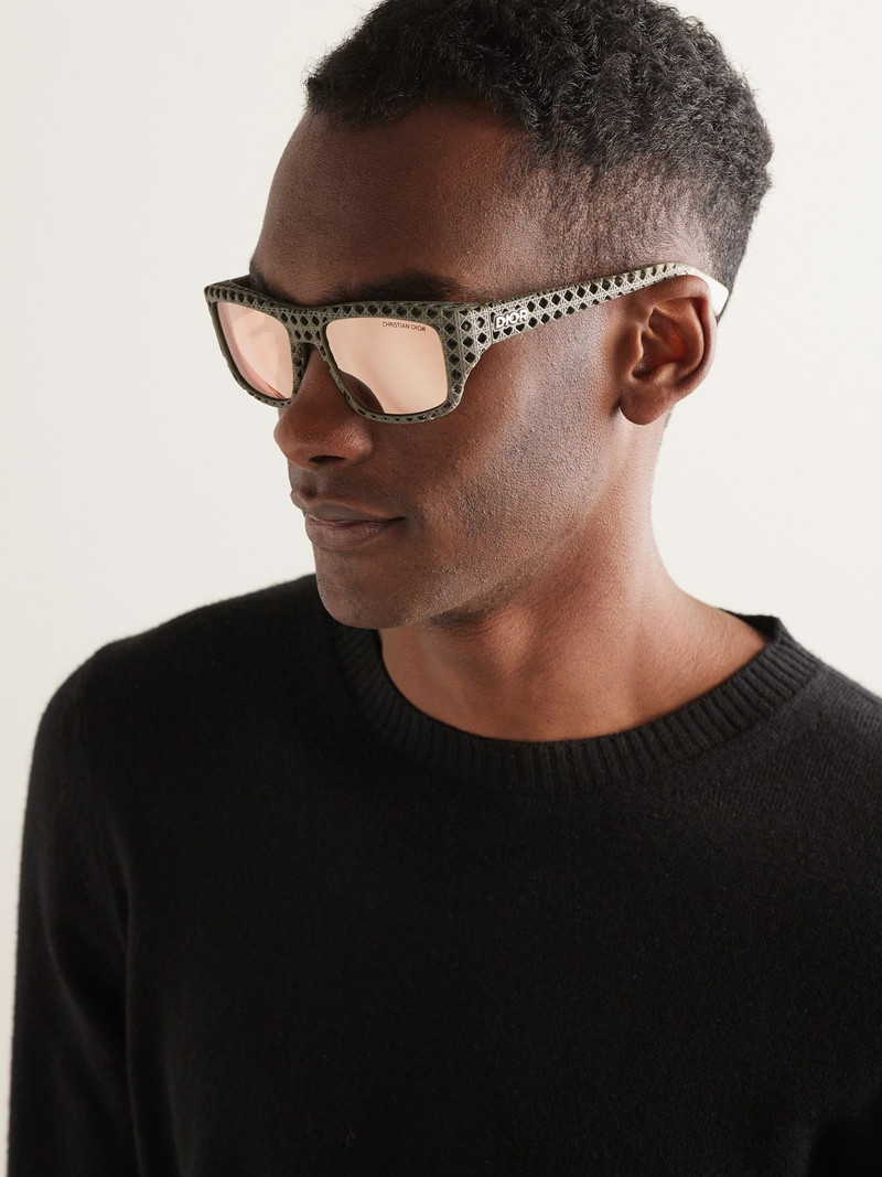 Dior Dior3D S1I Square-Frame Textured-Acetate Sunglasses Beige outlook
