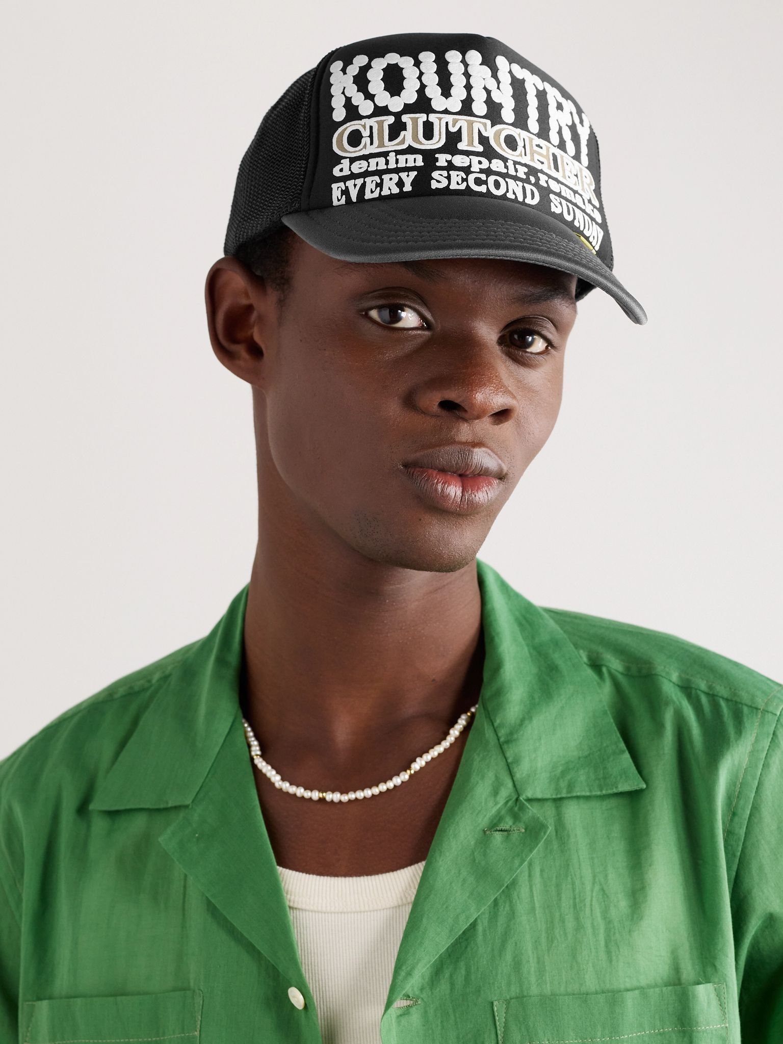 Kountry Pearl Clutcher Printed Canvas and Mesh Trucker Cap Black - 2