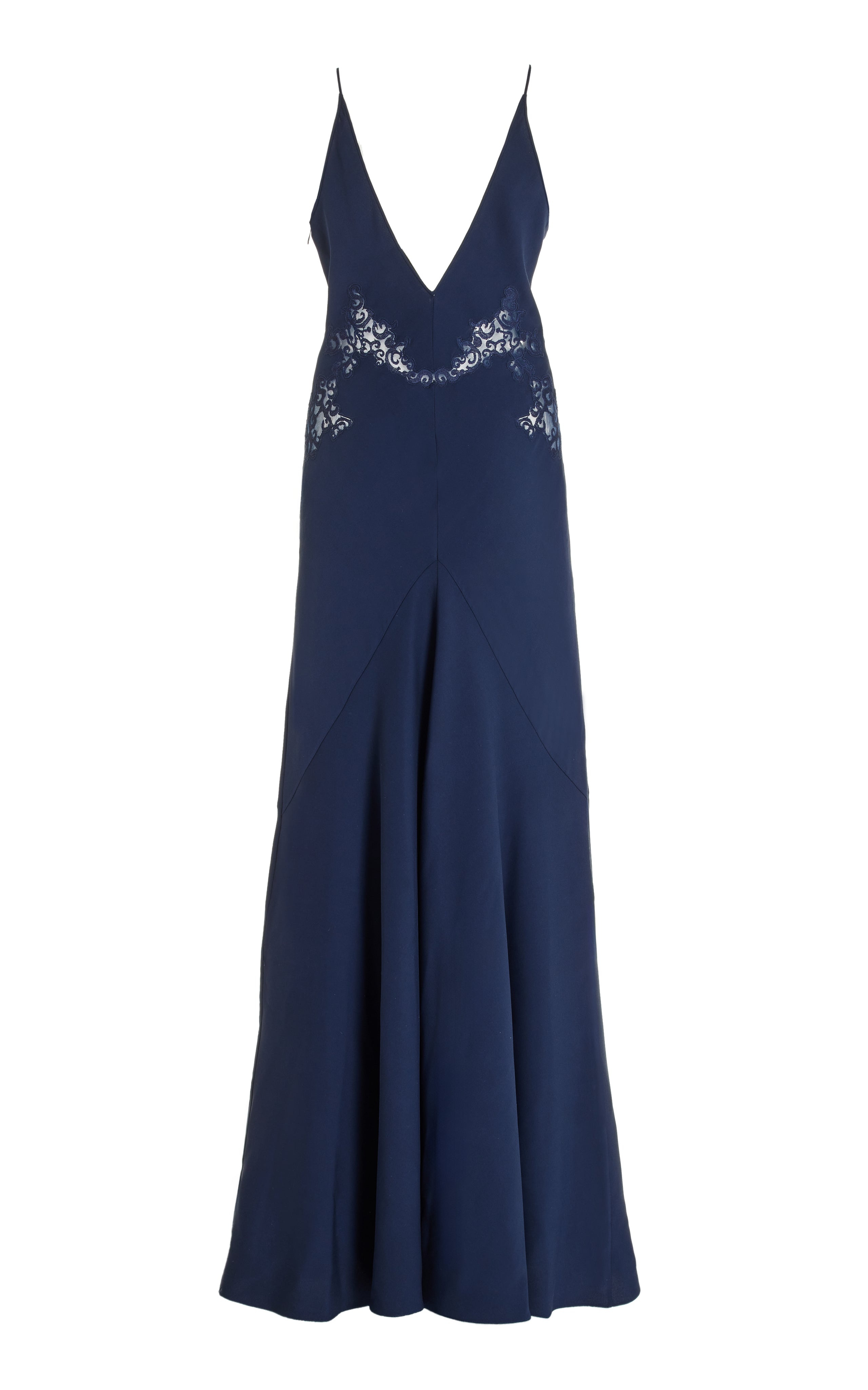 Apuleius Lace Dress in Navy Silk Crepe - 1