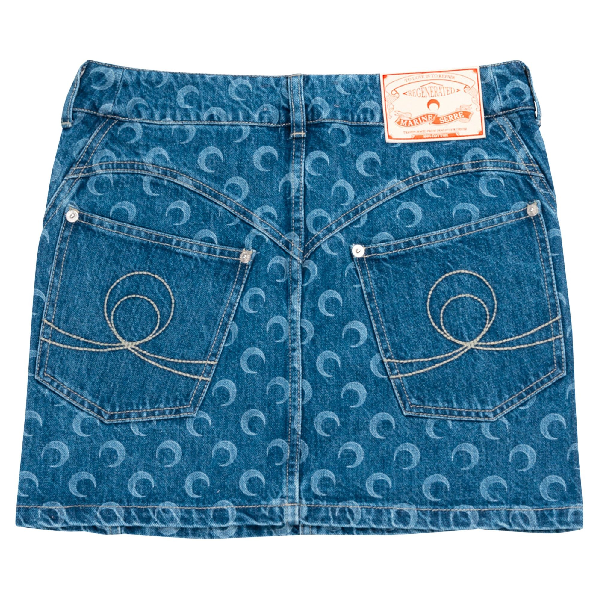 Marine Serre Deadstock Denim Mini Skirt 'Blue' - 2