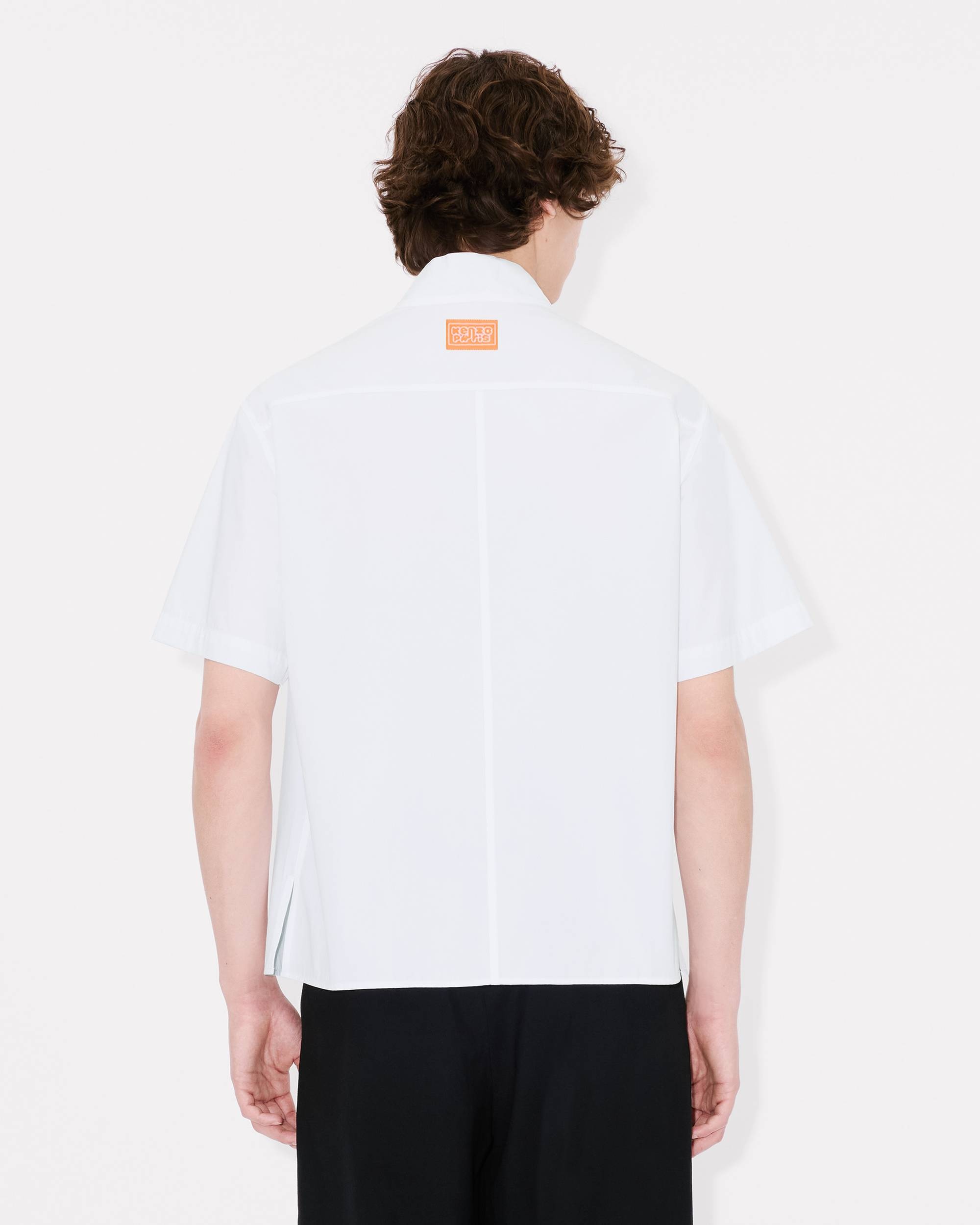 'KENZO Elephant Logo' kimono short sleeve shirt in cotton poplin - 4