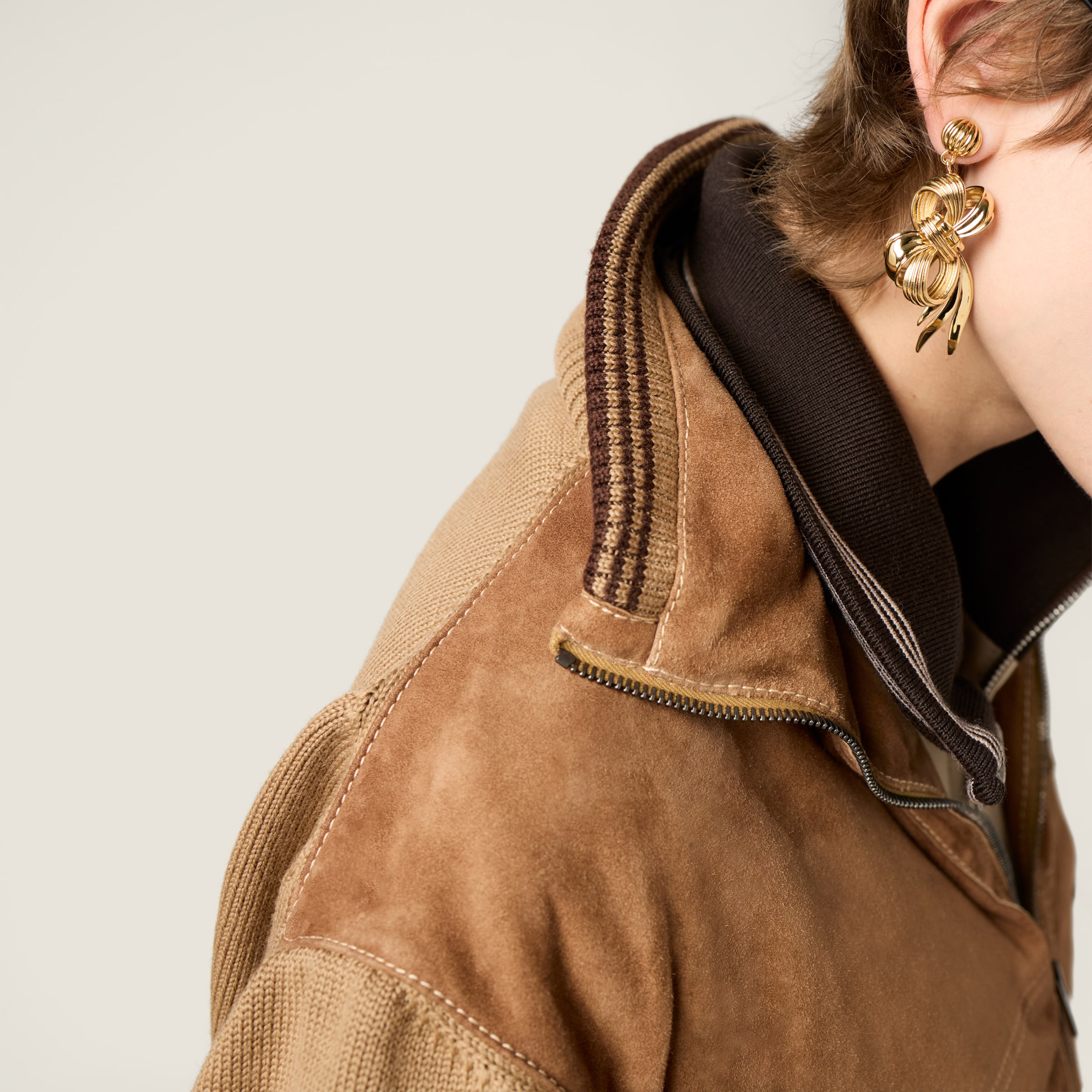 Wool and leather zipper cardigan - 5