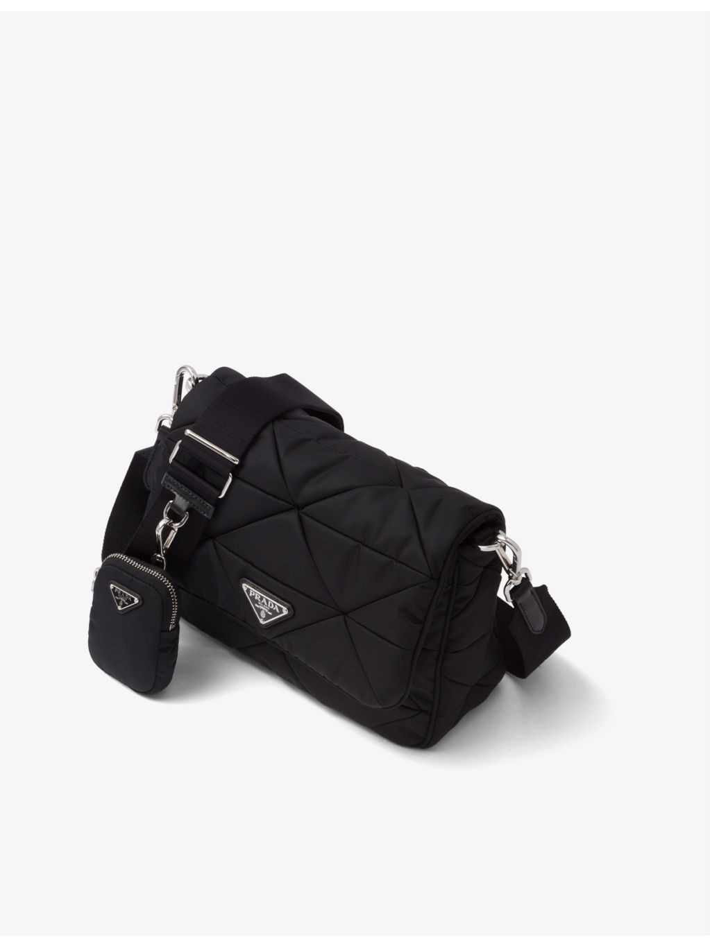 Quilted brand-plaque recycled-nylon shoulder bag - 2