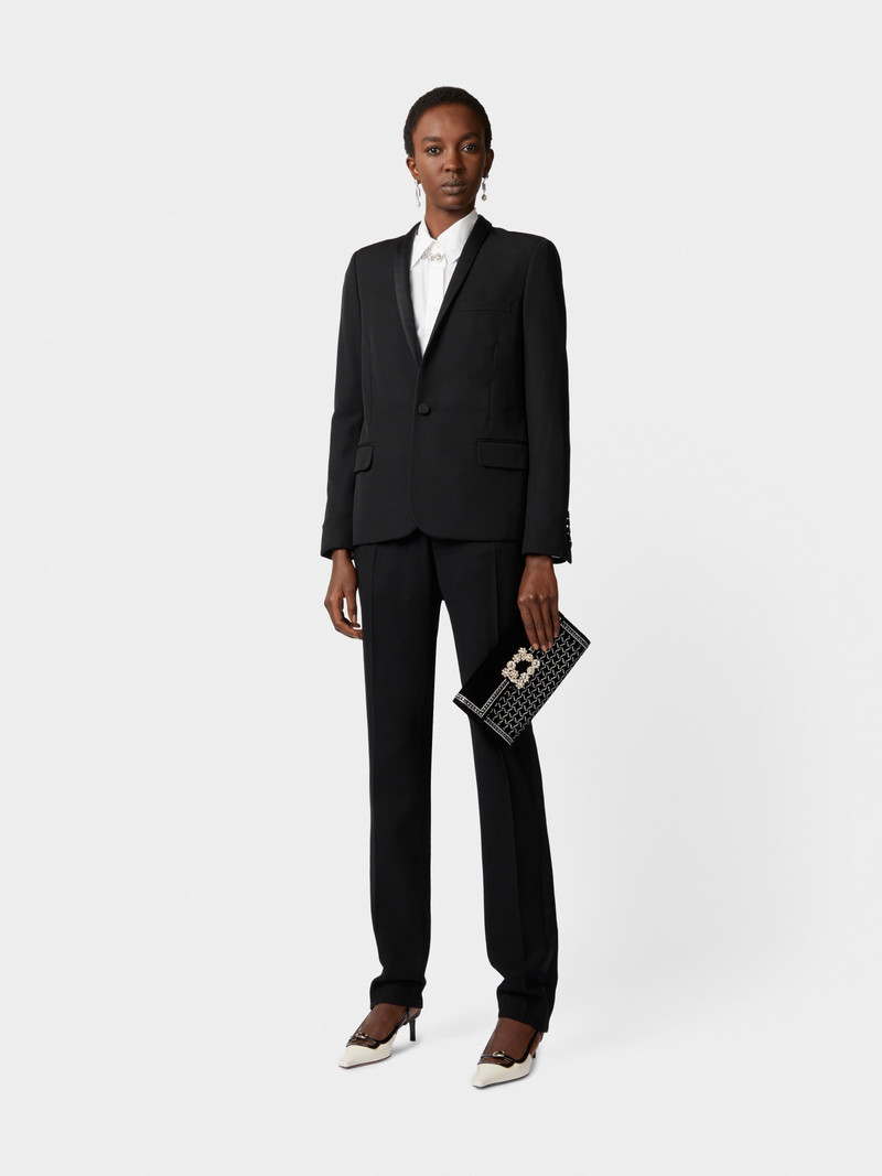 Hotfix Vichy Flower Strass Clutch Bag in Velvet 7