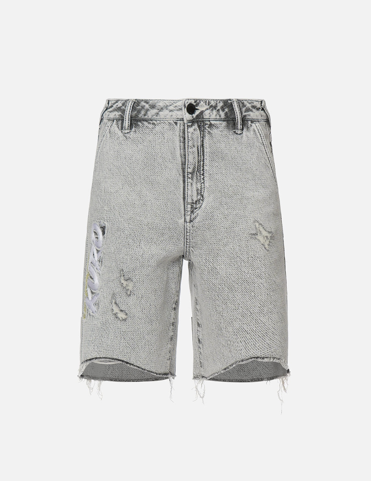 Distressed Bermuda Denim Shorts - 7
