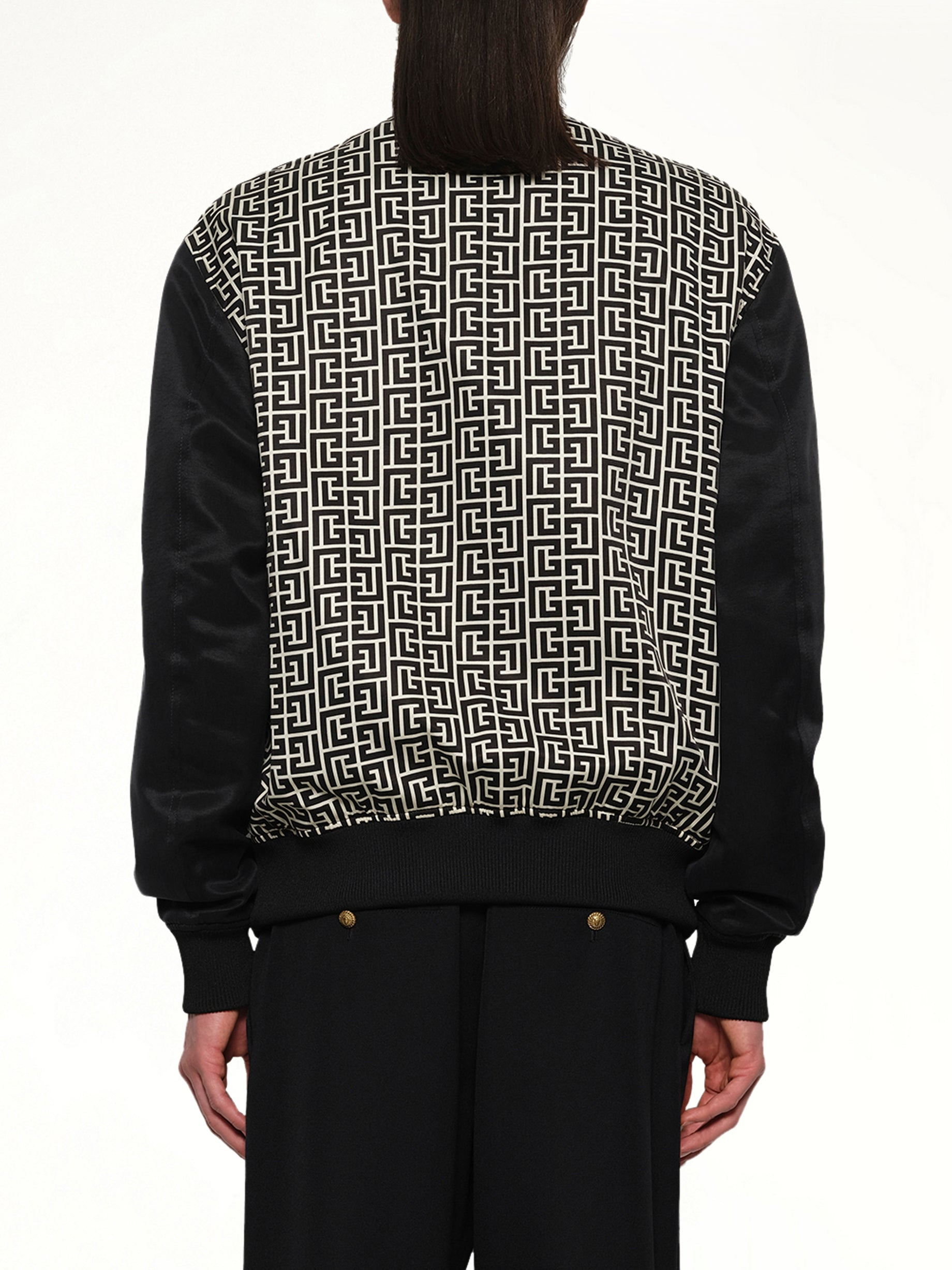 Monogram Varsity Jacket in Black/White - 5